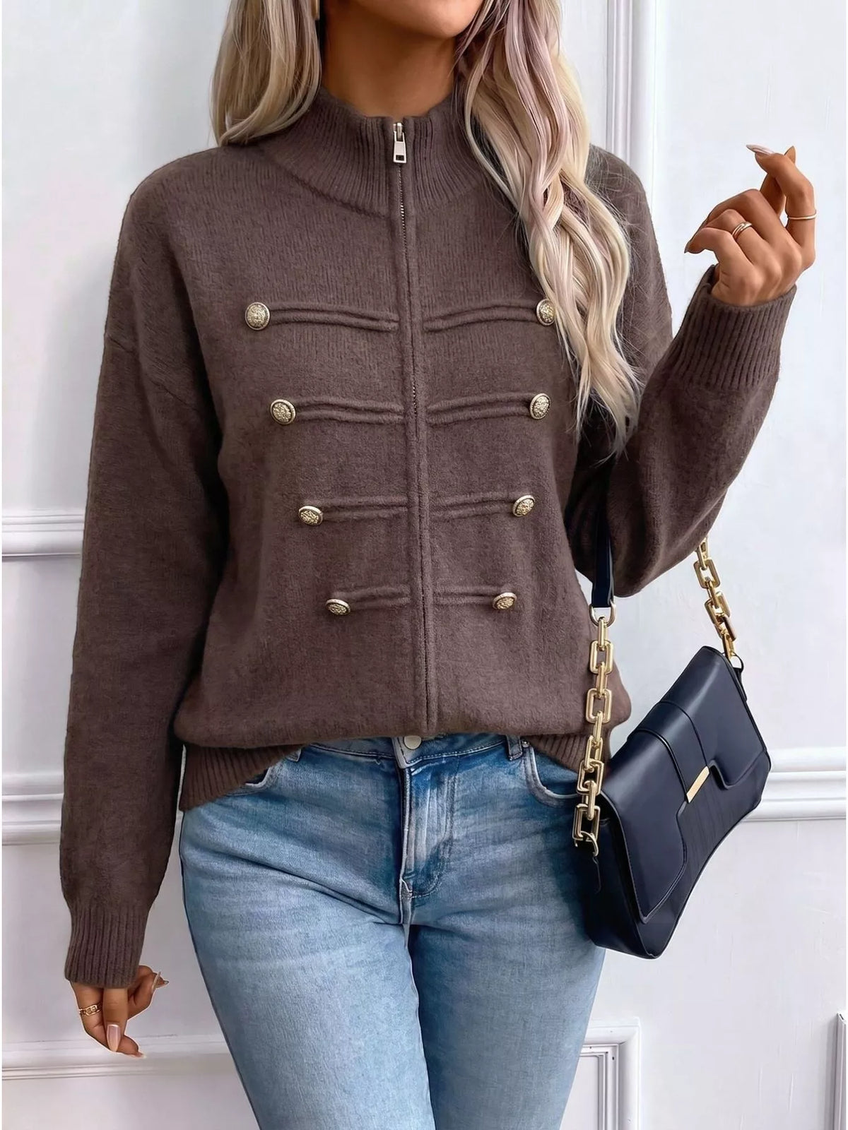 Women's Zip-Up Knit Cardigan – view 5