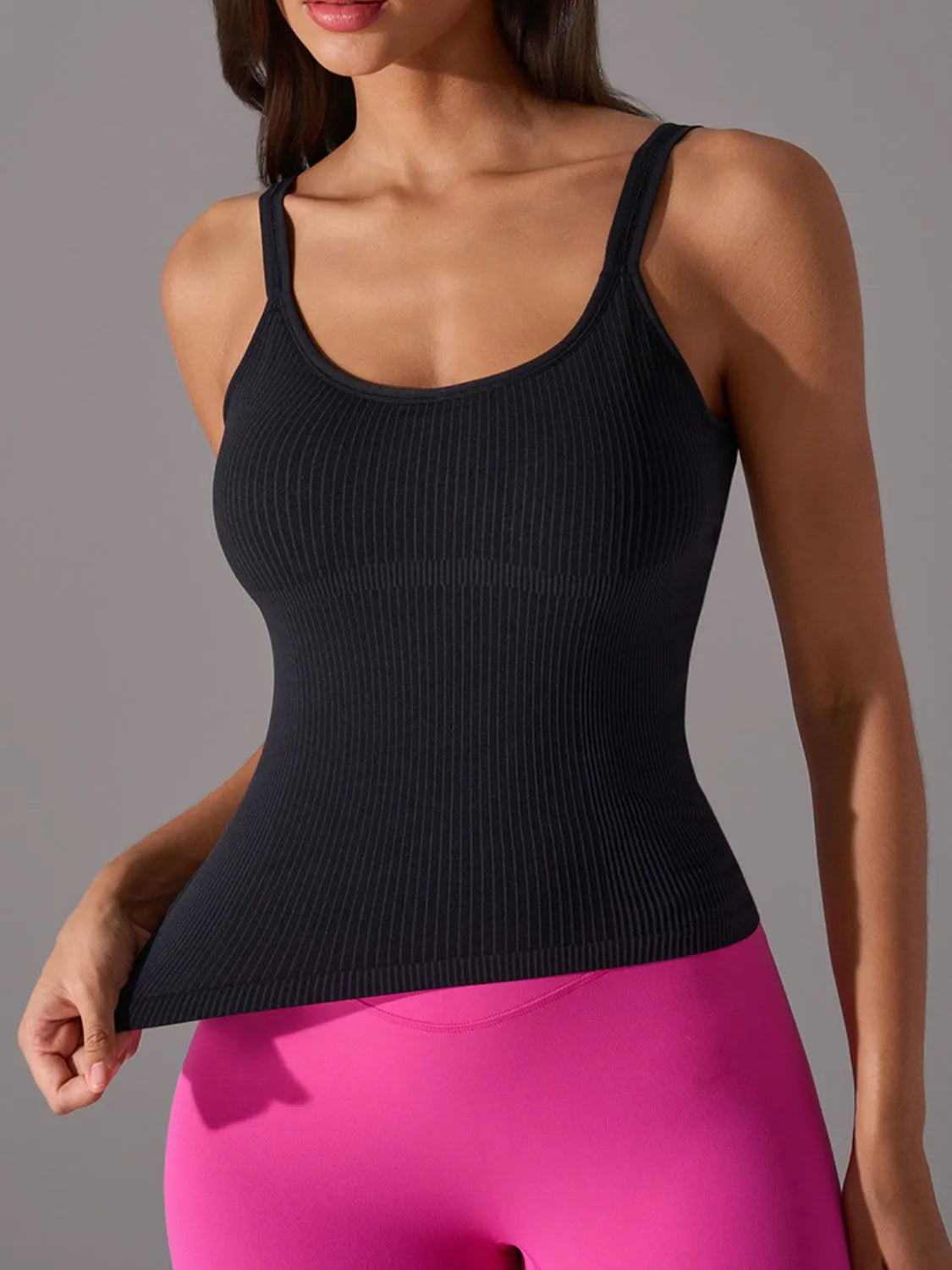 Scoop Neck Active Tank with Detachable Chest Pads  Shop One Place