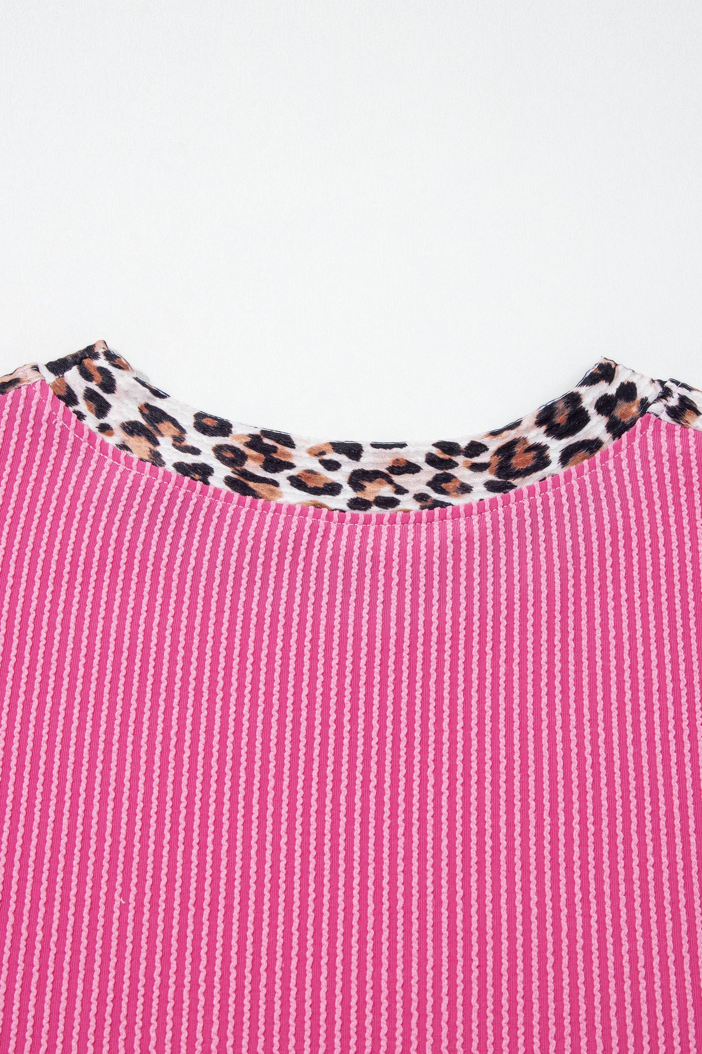 Sky Blue Leopard Trim Twist Ribbed Short Set  Shop One Place
