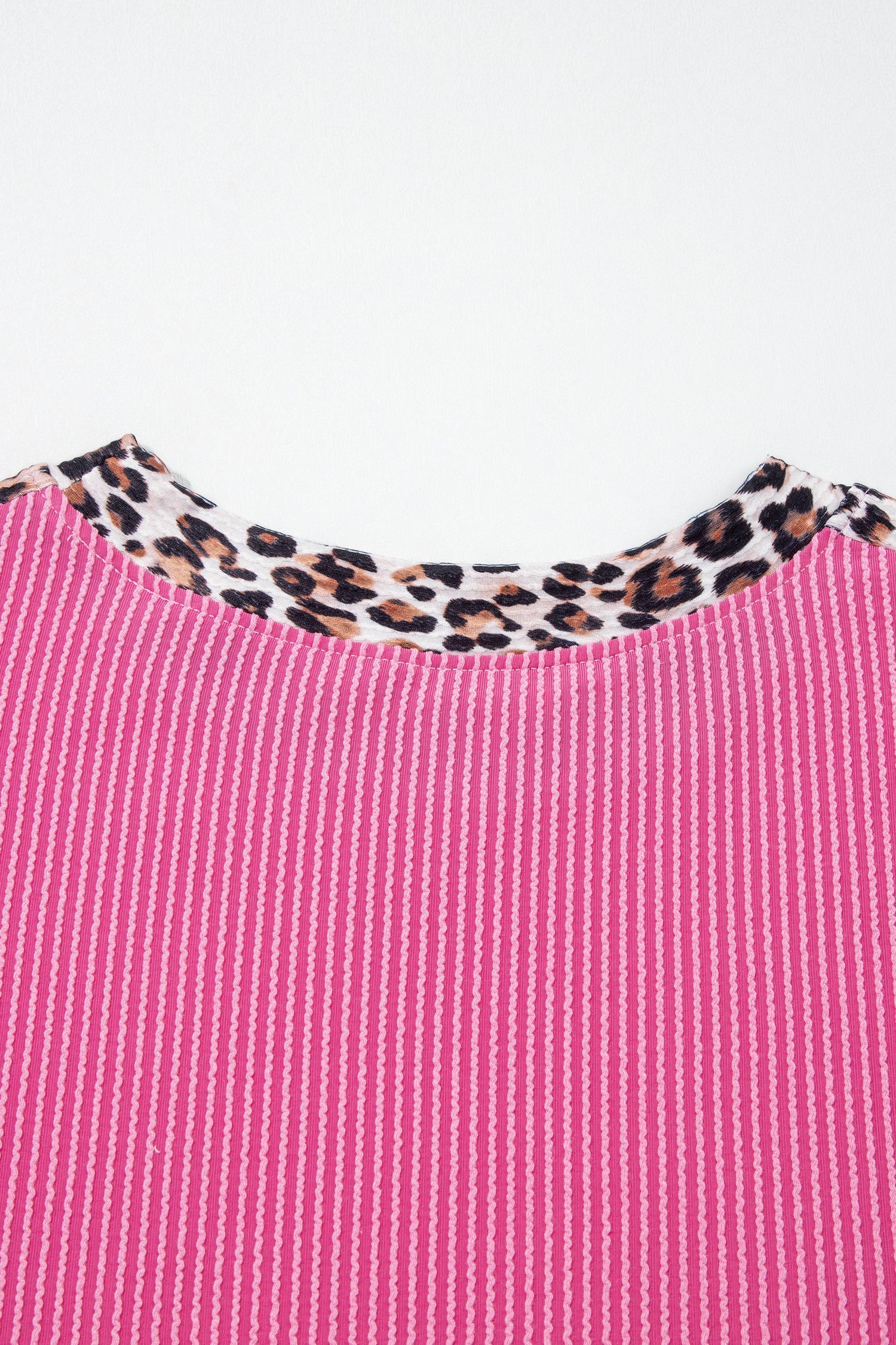 Sky Blue Leopard Trim Twist Ribbed Short Set  Shop One Place