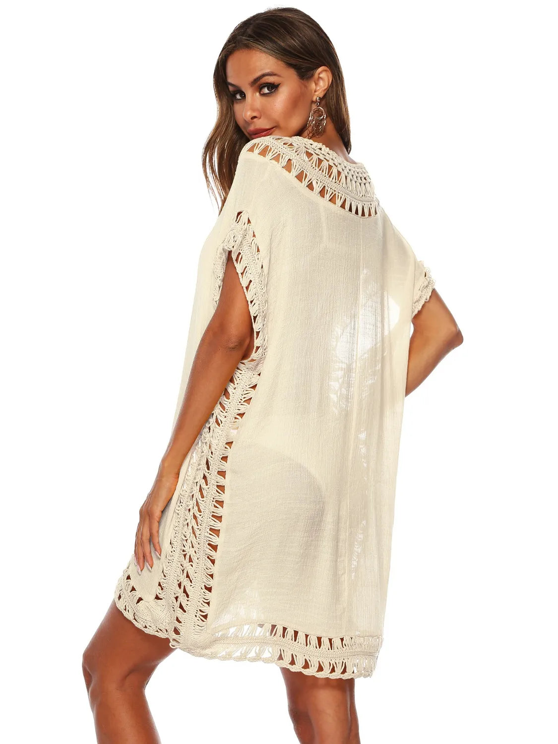 Bohemian Crochet Trim Beach Cover Up Dress  Shop One Place