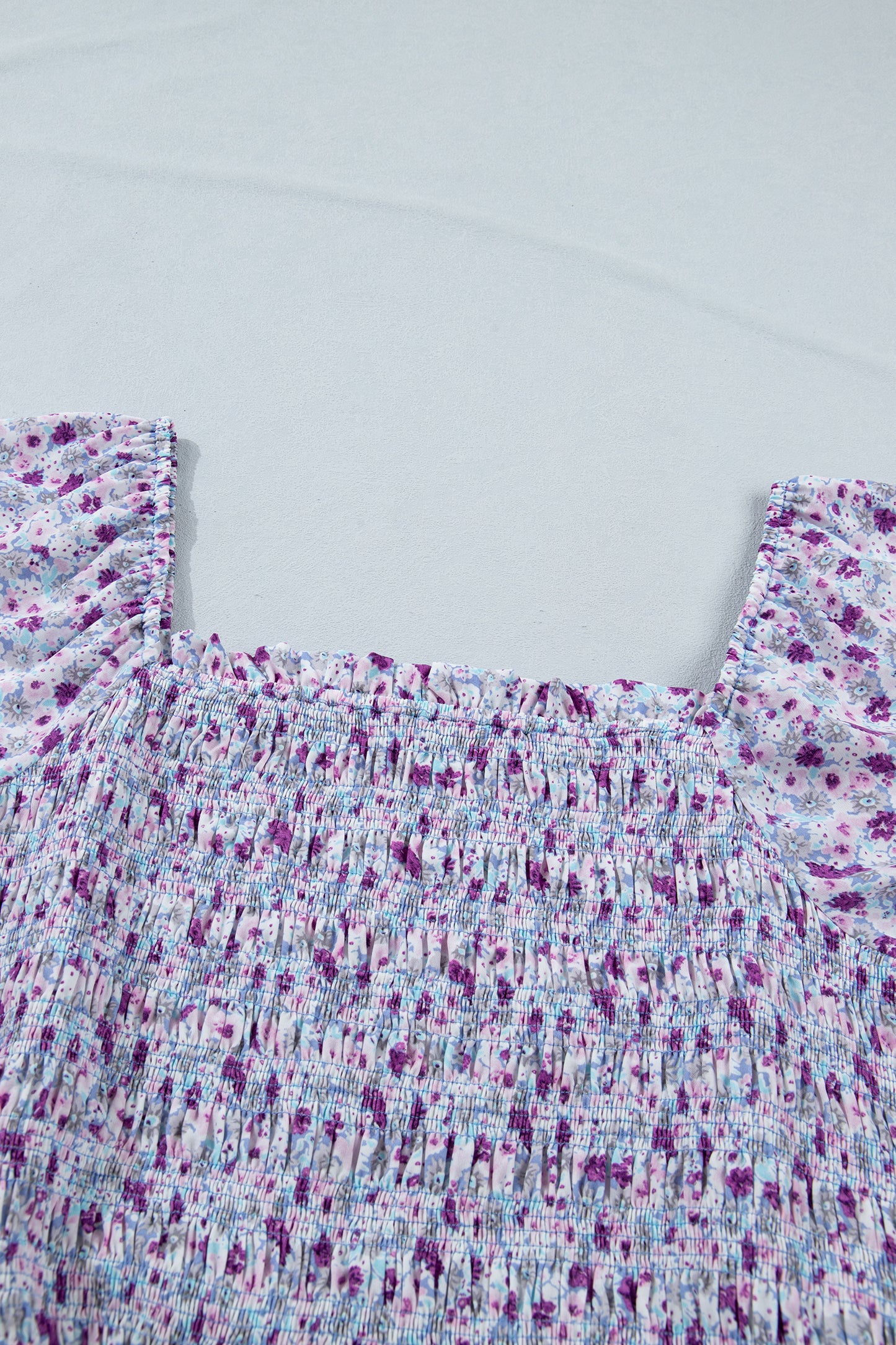 Purple Plus Size Floral Print Square Neck Smocked Maxi Dress  Shop One Place