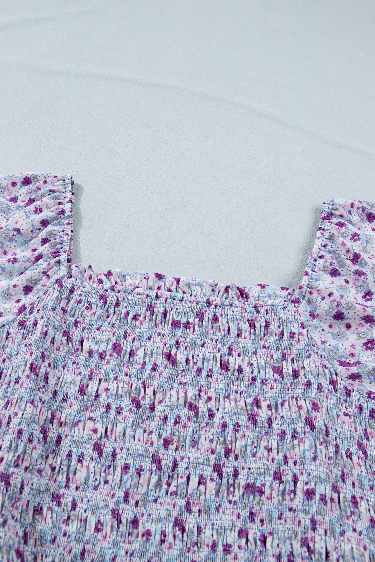 Purple Plus Size Floral Print Square Neck Smocked Maxi Dress  Shop One Place