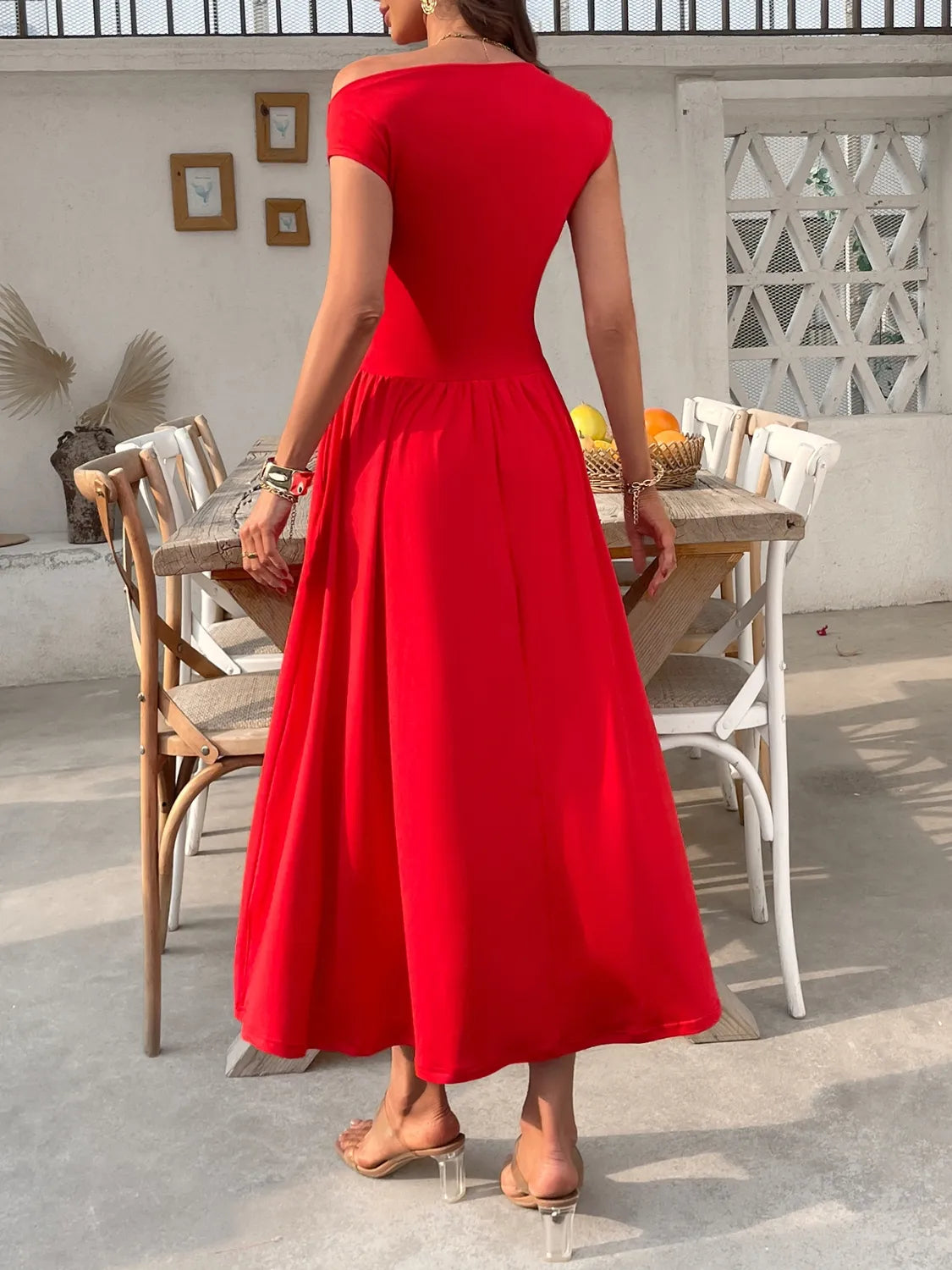 Single Shoulder Midi Dress with Pockets  Shop One Place