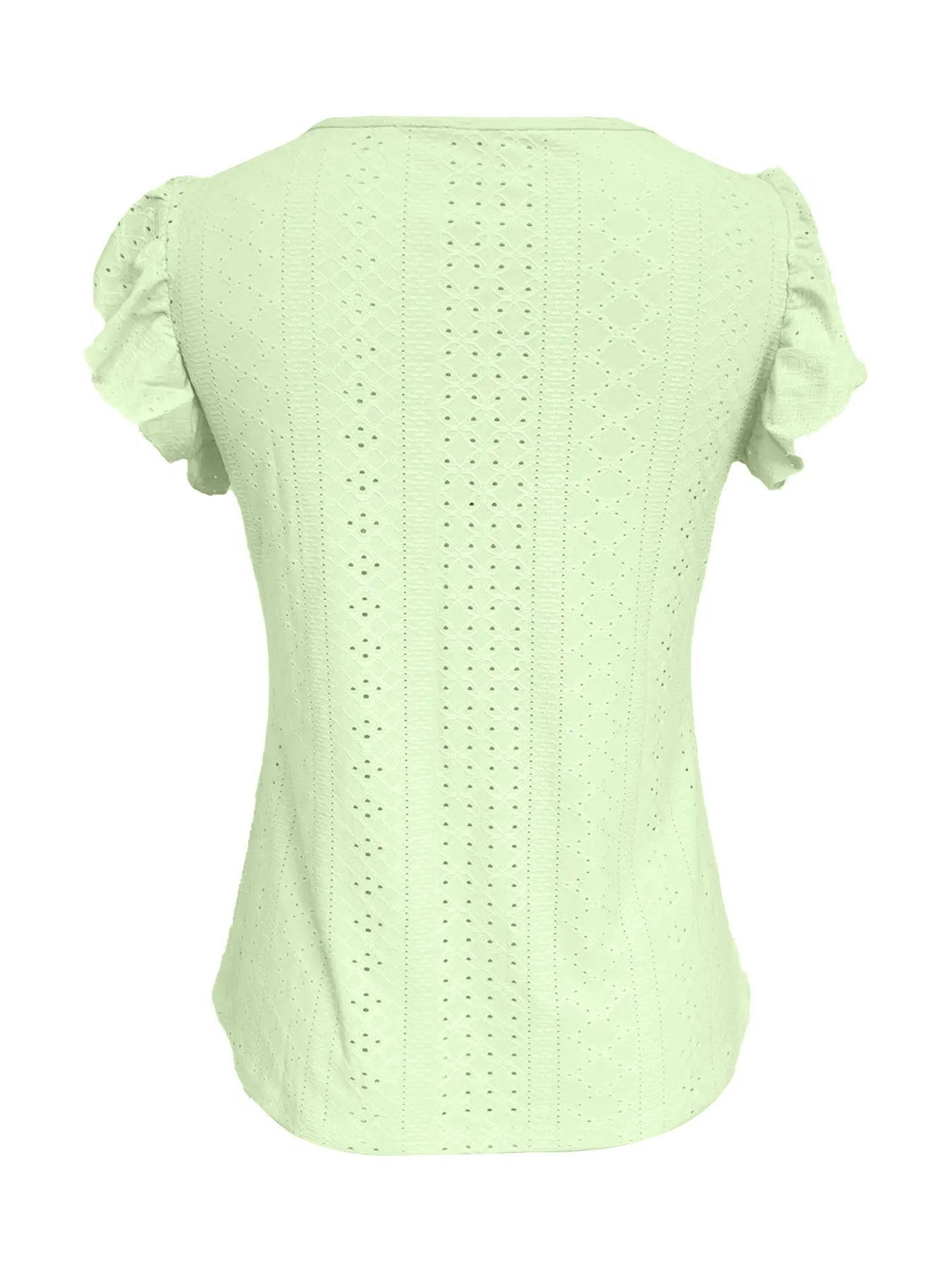 Eyelet Button-Front Flutter Sleeve Top  Shop One Place
