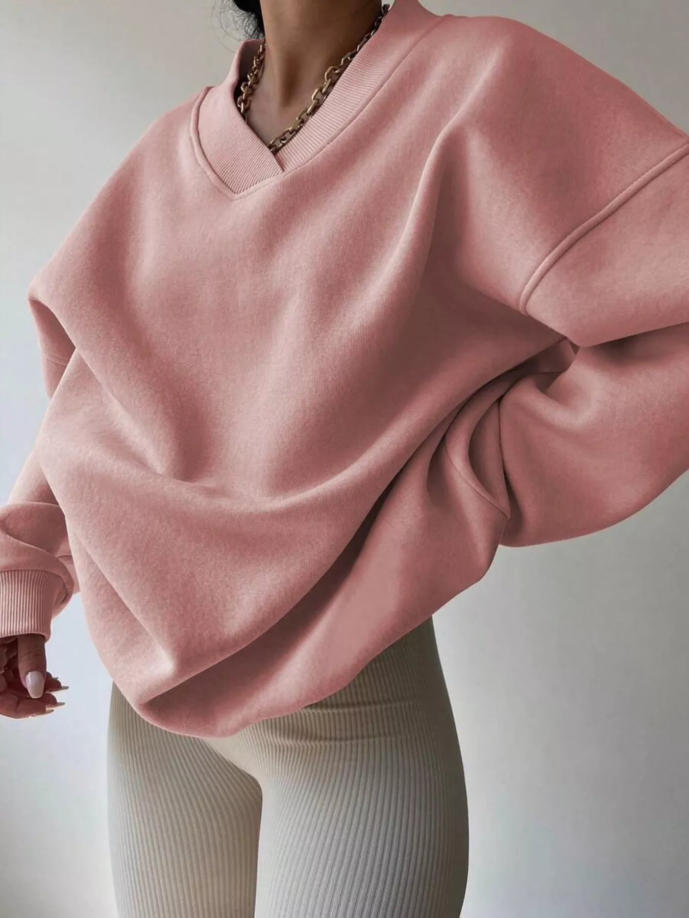 Dropped Shoulder Long Sleeve Oversized Sweatshirt  Shop One Place