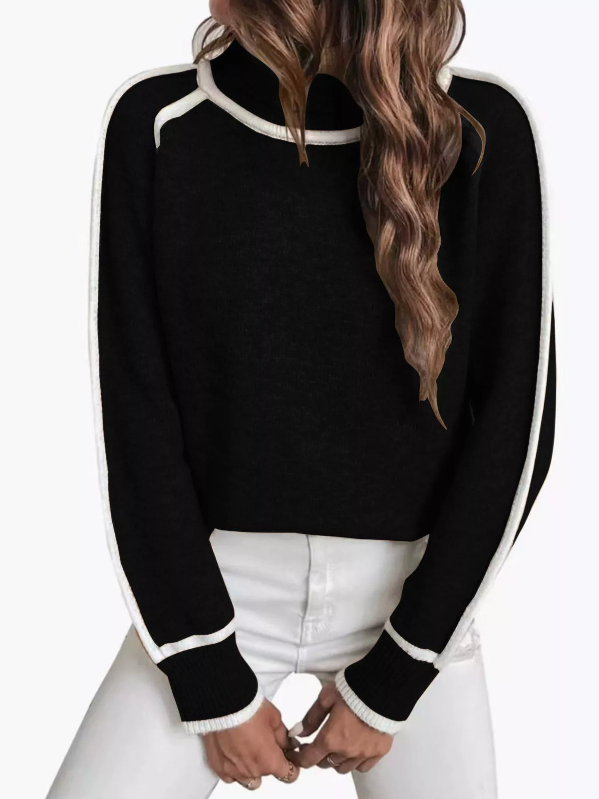 Women's Contrast Trim Turtleneck Sweater – view 11