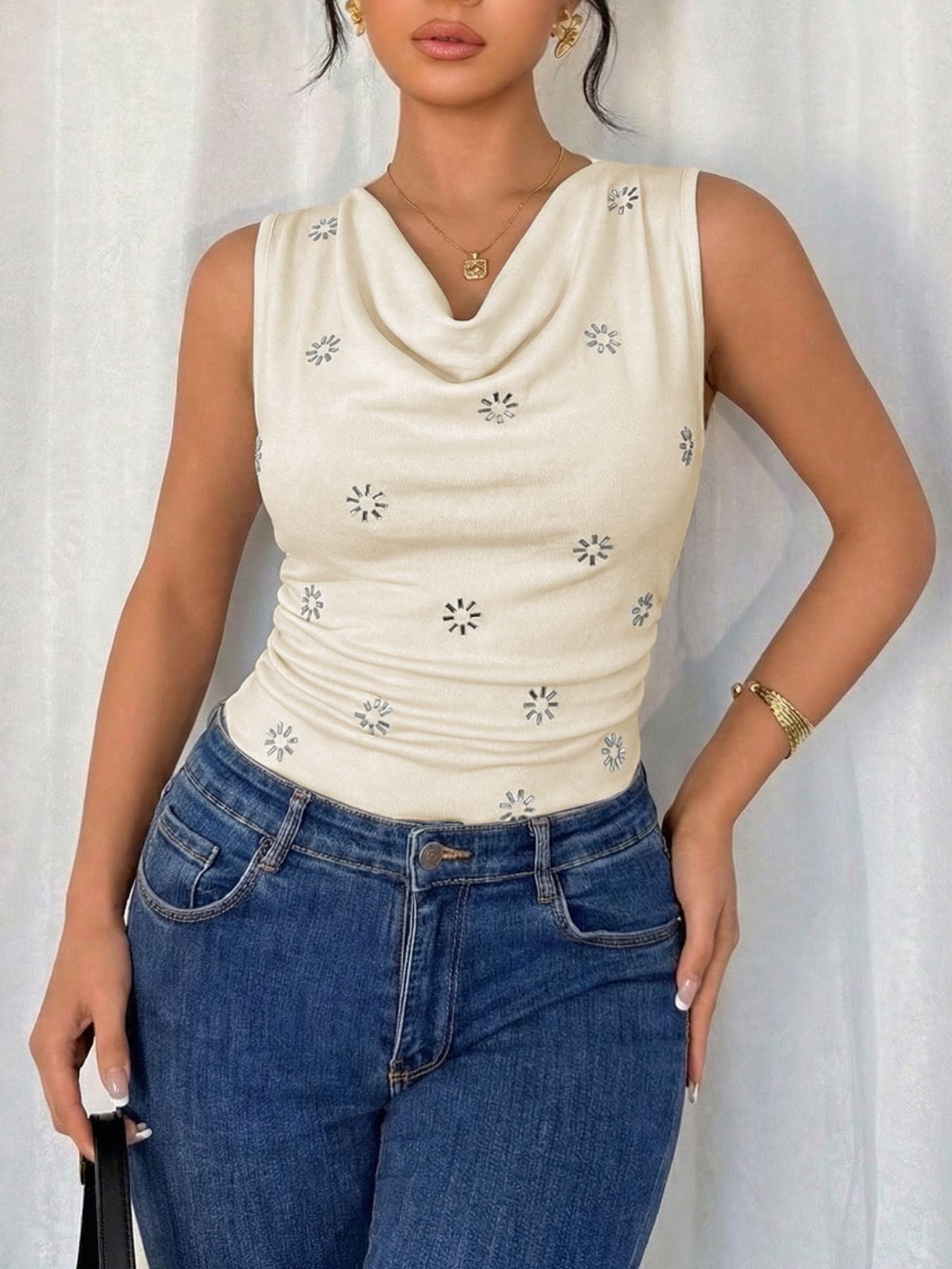 Cowl Neck Sleeveless Bodysuit  Shop One Place