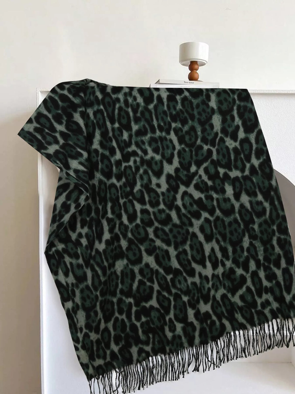 Leopard Print Fringe Scarf – view 5