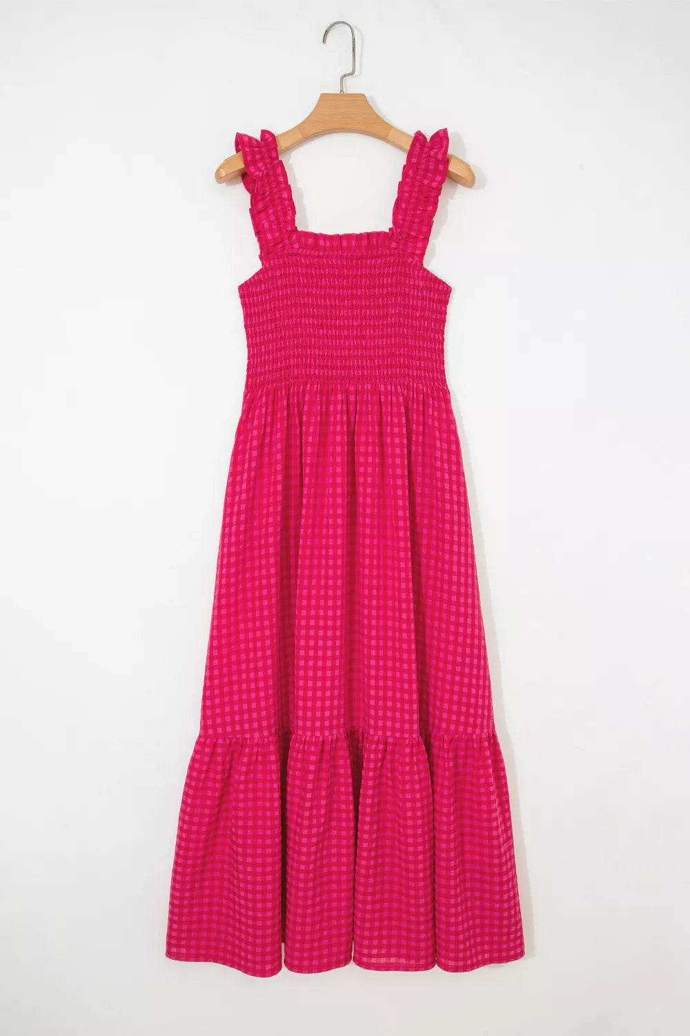 Plaid Square Neck Fit-and-flared Vacation Sundress  Shop One Place