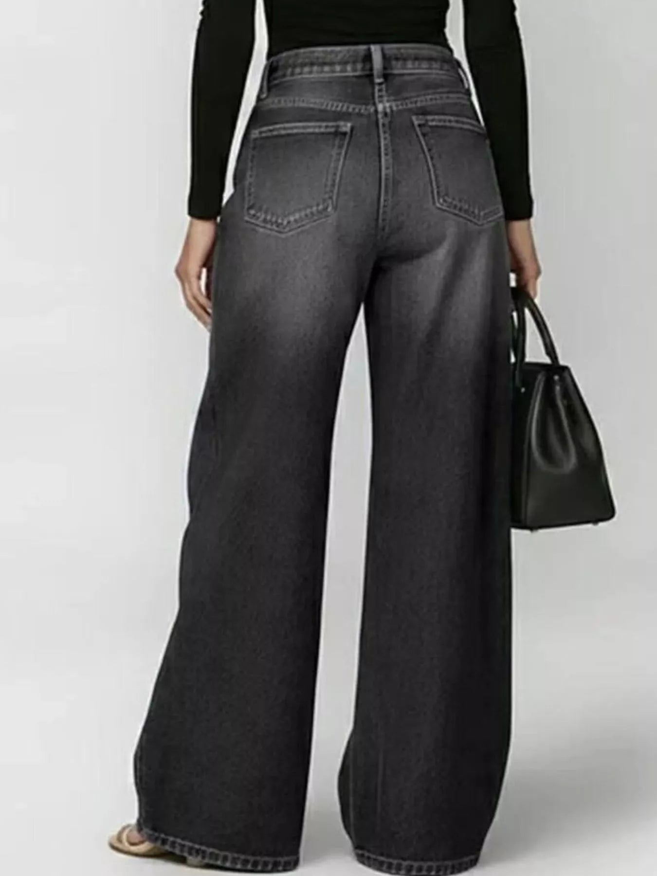 Wide Leg Jeans with Eyelet Details  Shop One Place