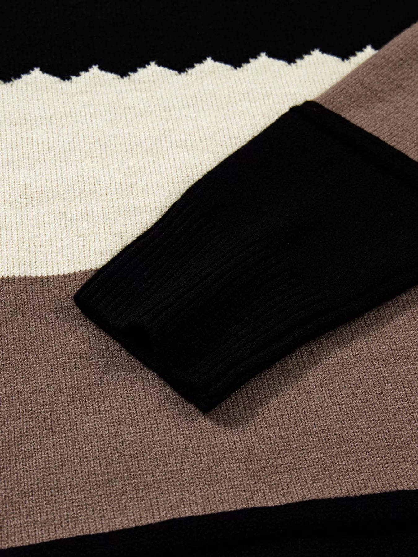 Color Block Crew Neck Drop Shoulder Sweater  Shop One Place