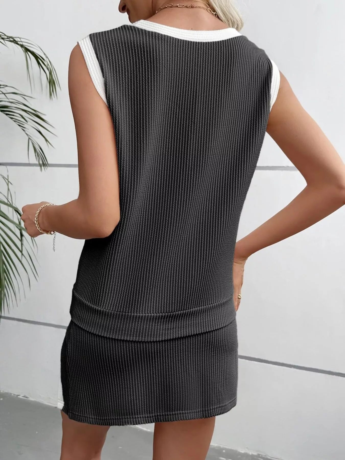 Ribbed Knit Sleeveless Top and Skort Set  Shop One Place