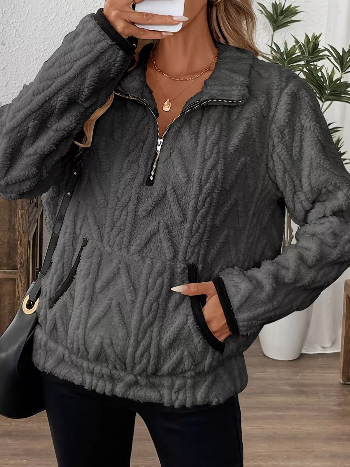 Women's Quarter-Zip Sherpa Sweatshirt – view 20