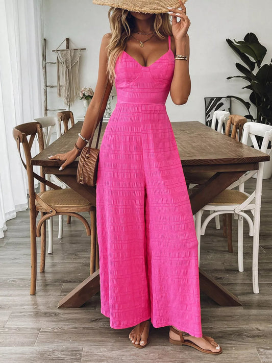 Bow Back Sleeveless Wide Leg Jumpsuit  Shop One Place
