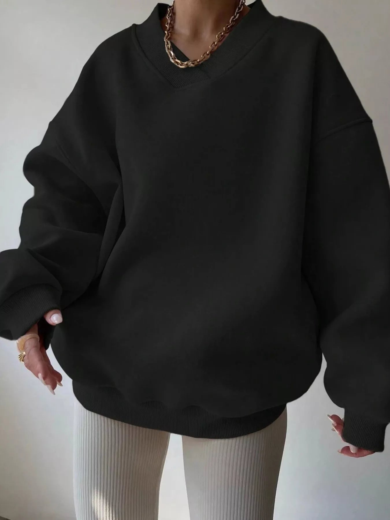 Dropped Shoulder Long Sleeve Oversized Sweatshirt  Shop One Place