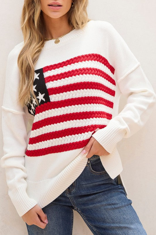 Lakelyn American Flag Sweater  Shop One Place