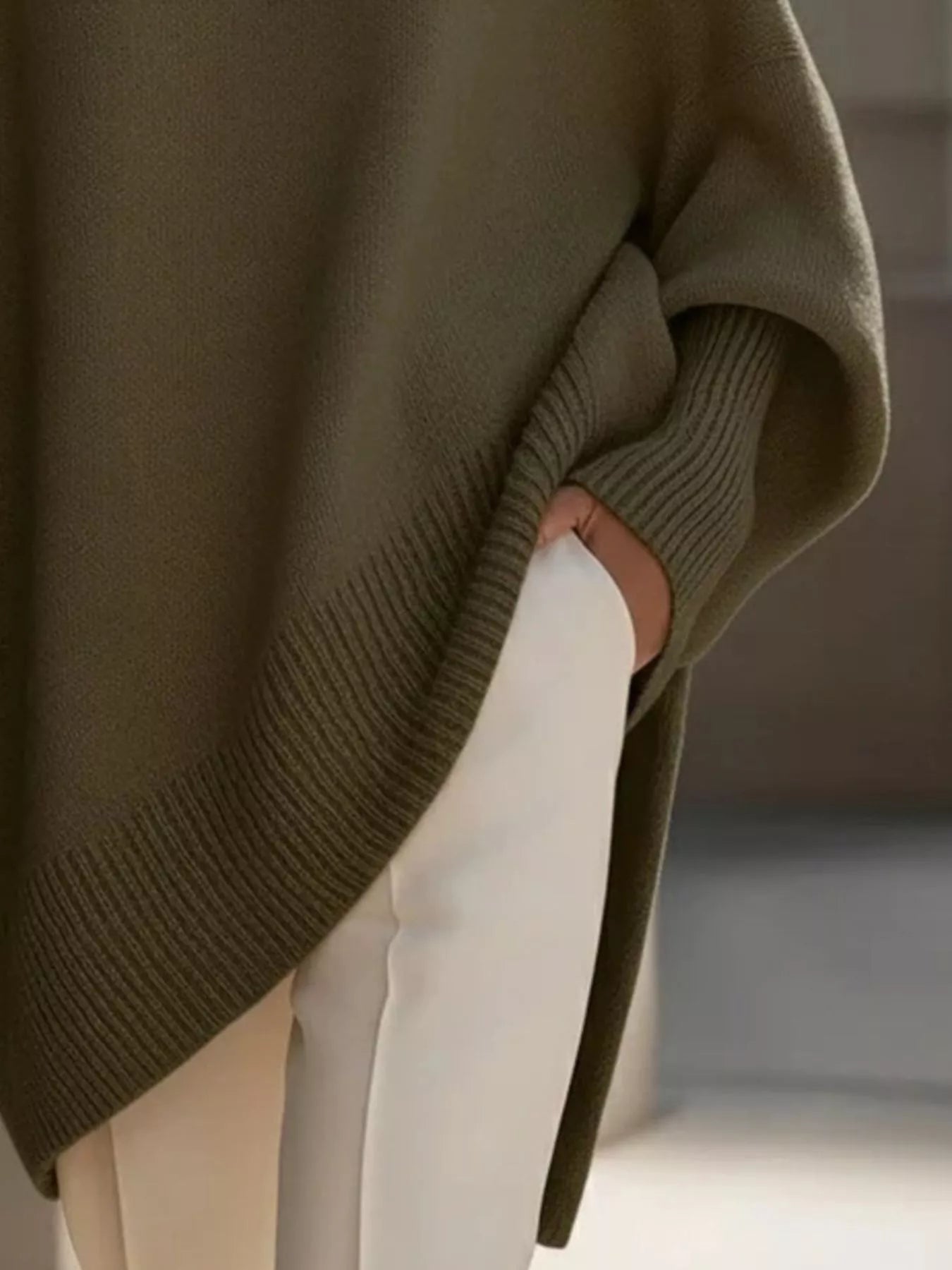 Oversized Batwing Sleeve Round Neck Sweater  Shop One Place