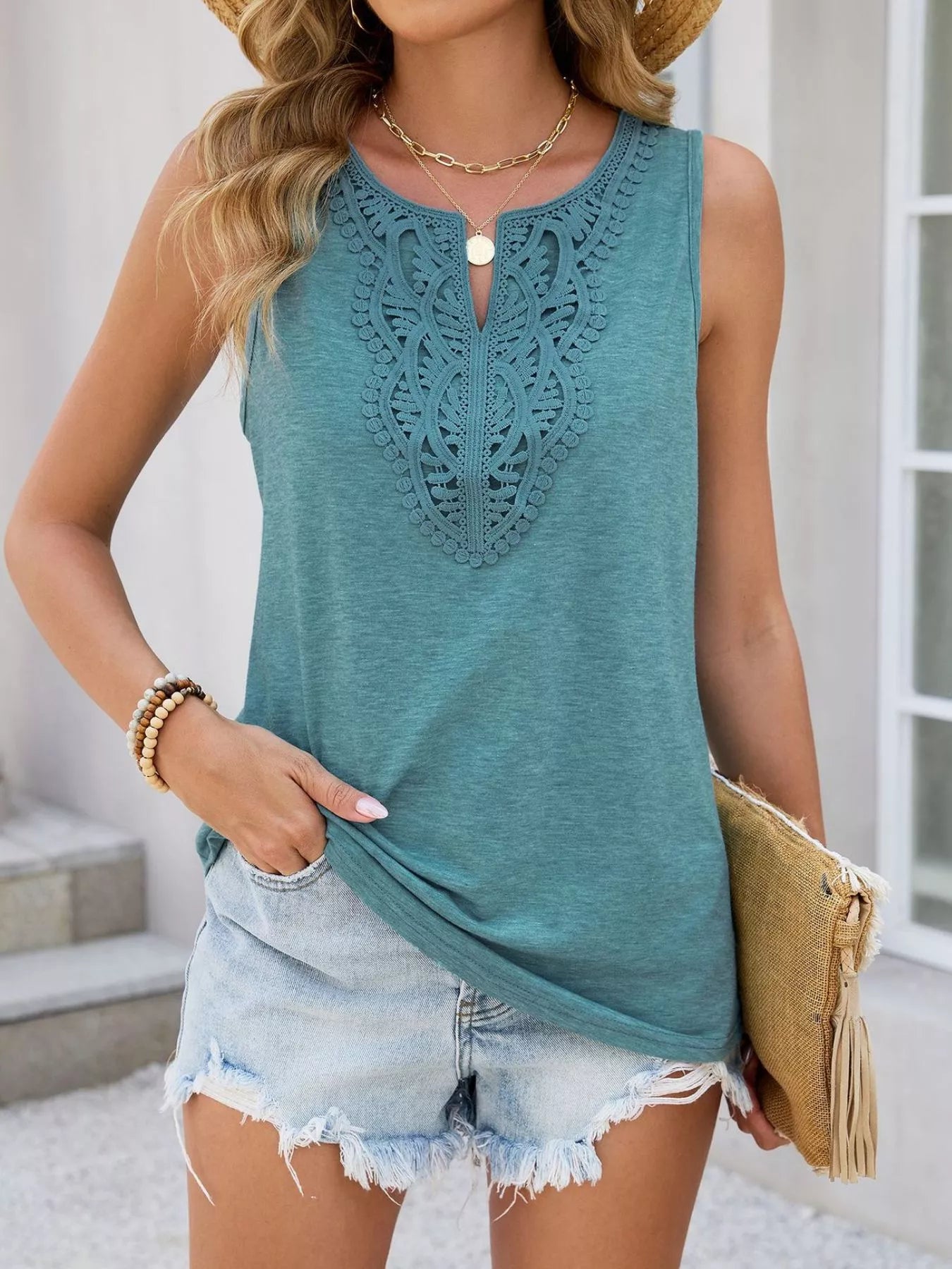 Lace Trim Sleeveless Tank Top  Shop One Place