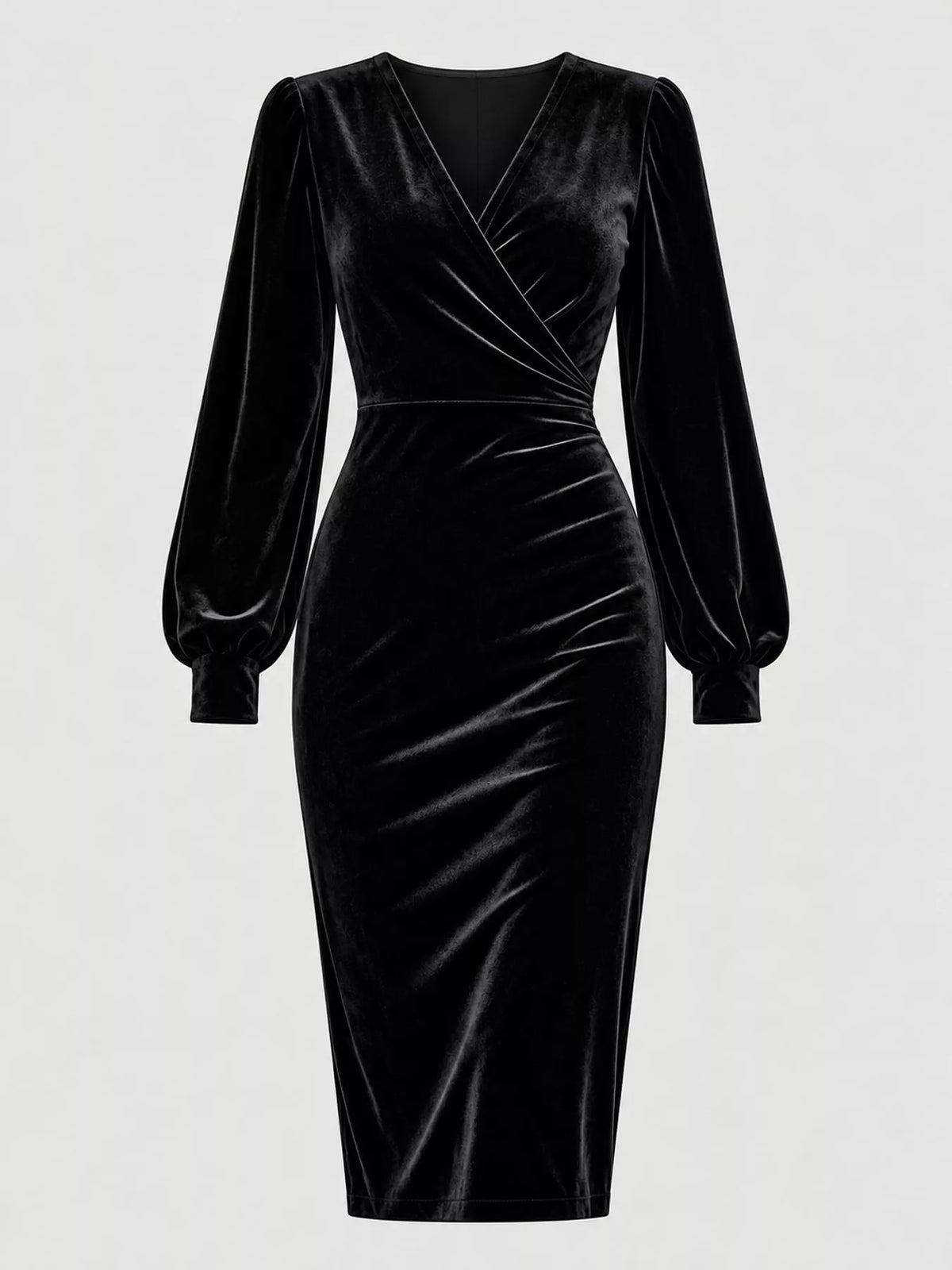Women's Velvet Long Sleeve Wrap Dress – view 27