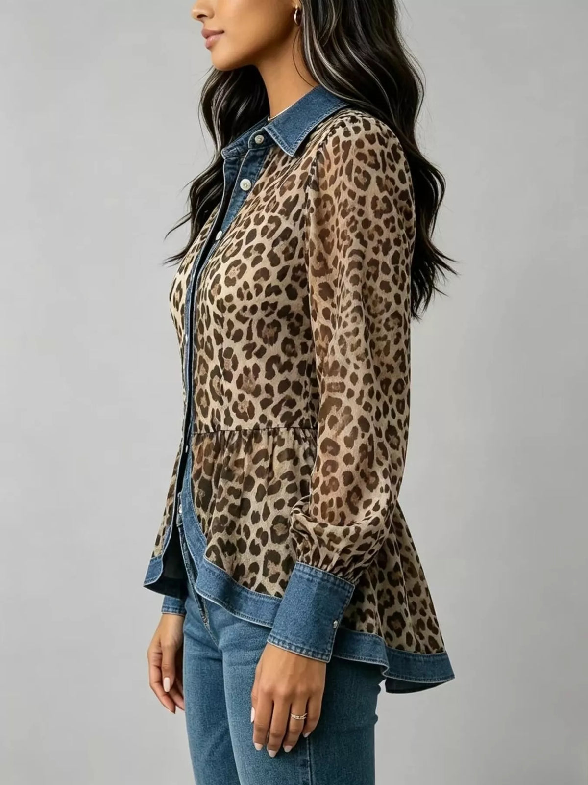Women's Leopard Print Peplum Blouse – view 4