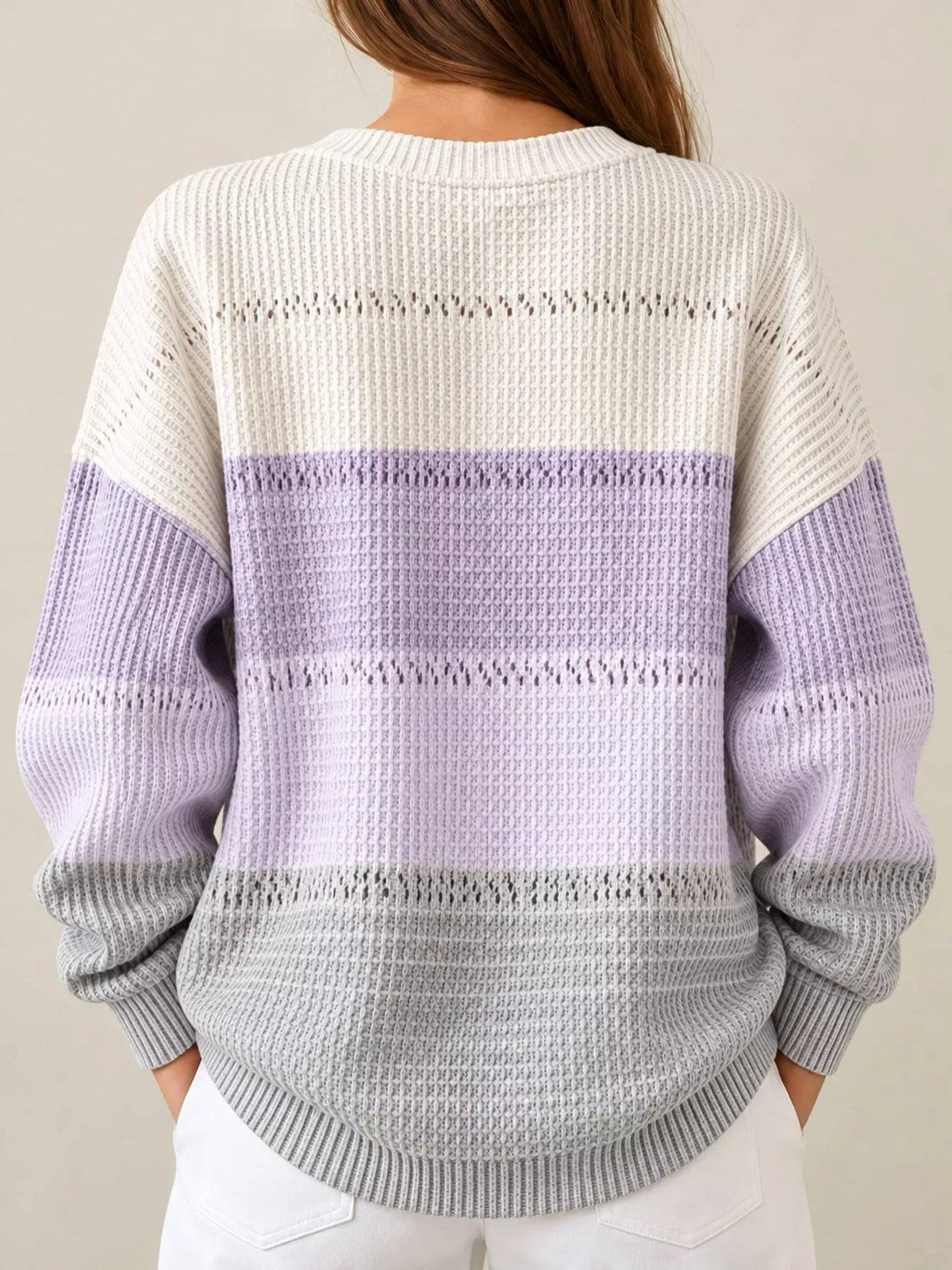 Women's Color-Block Waffle Knit Sweatshirt – view 3