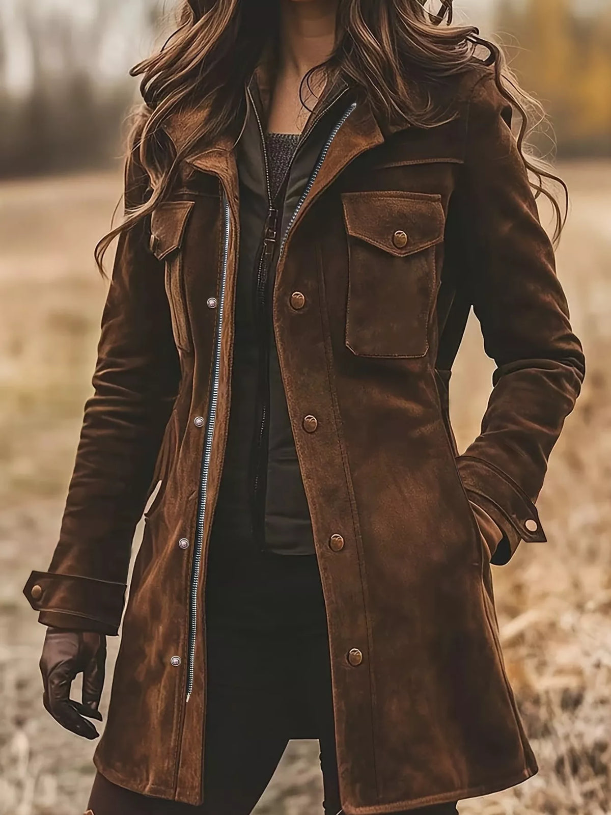 Women's Long Sleeve Jacket with Front Pockets – view 3