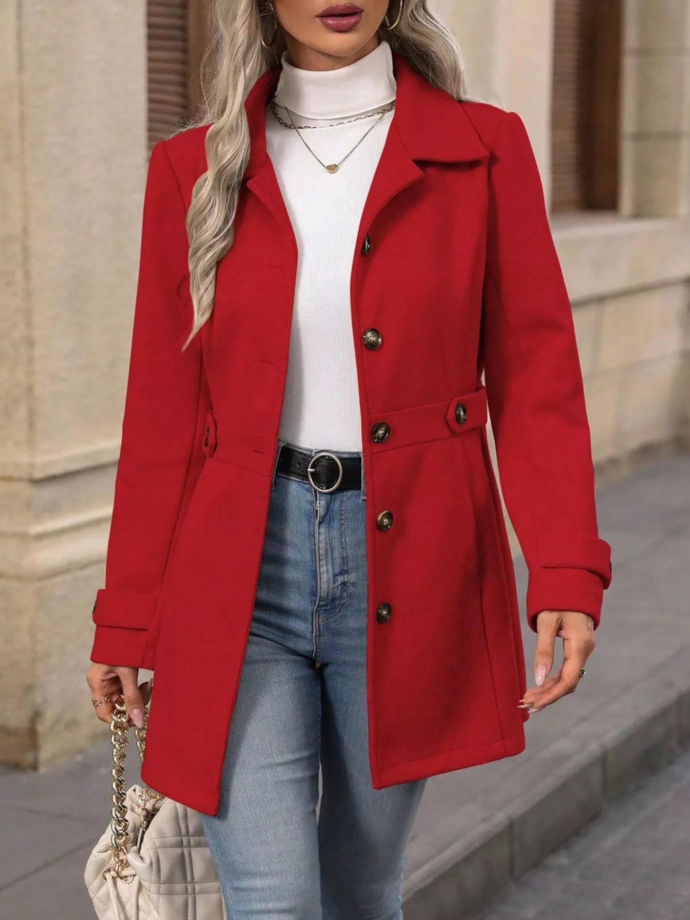Button Up Long Sleeve Coat  Shop One Place
