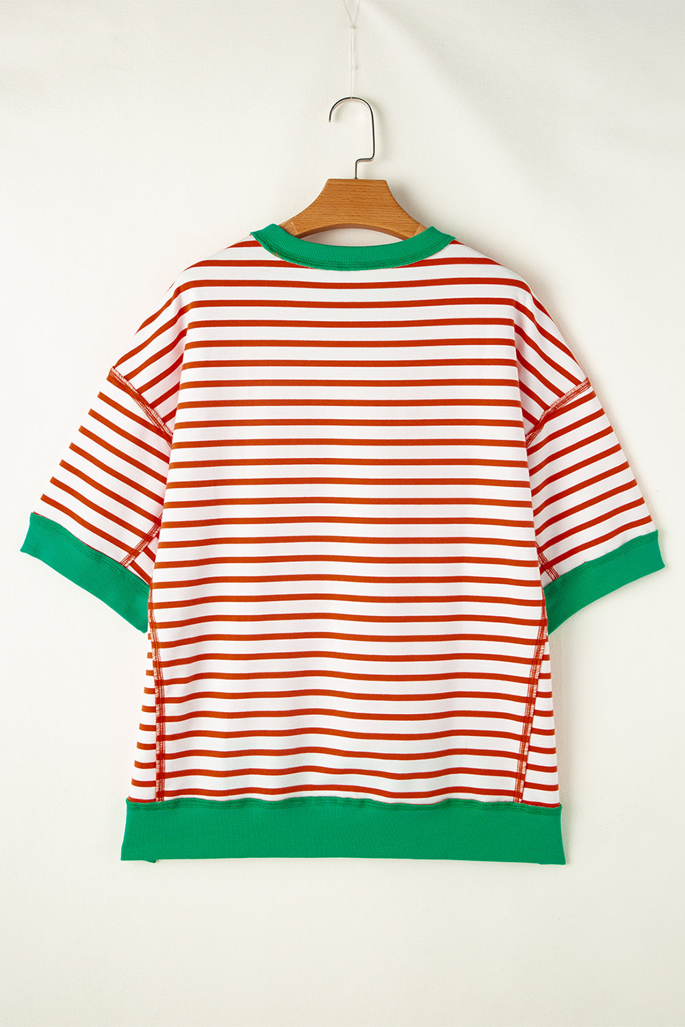 Stripe Colorblock Drop Sleeve Oversized T Shirt