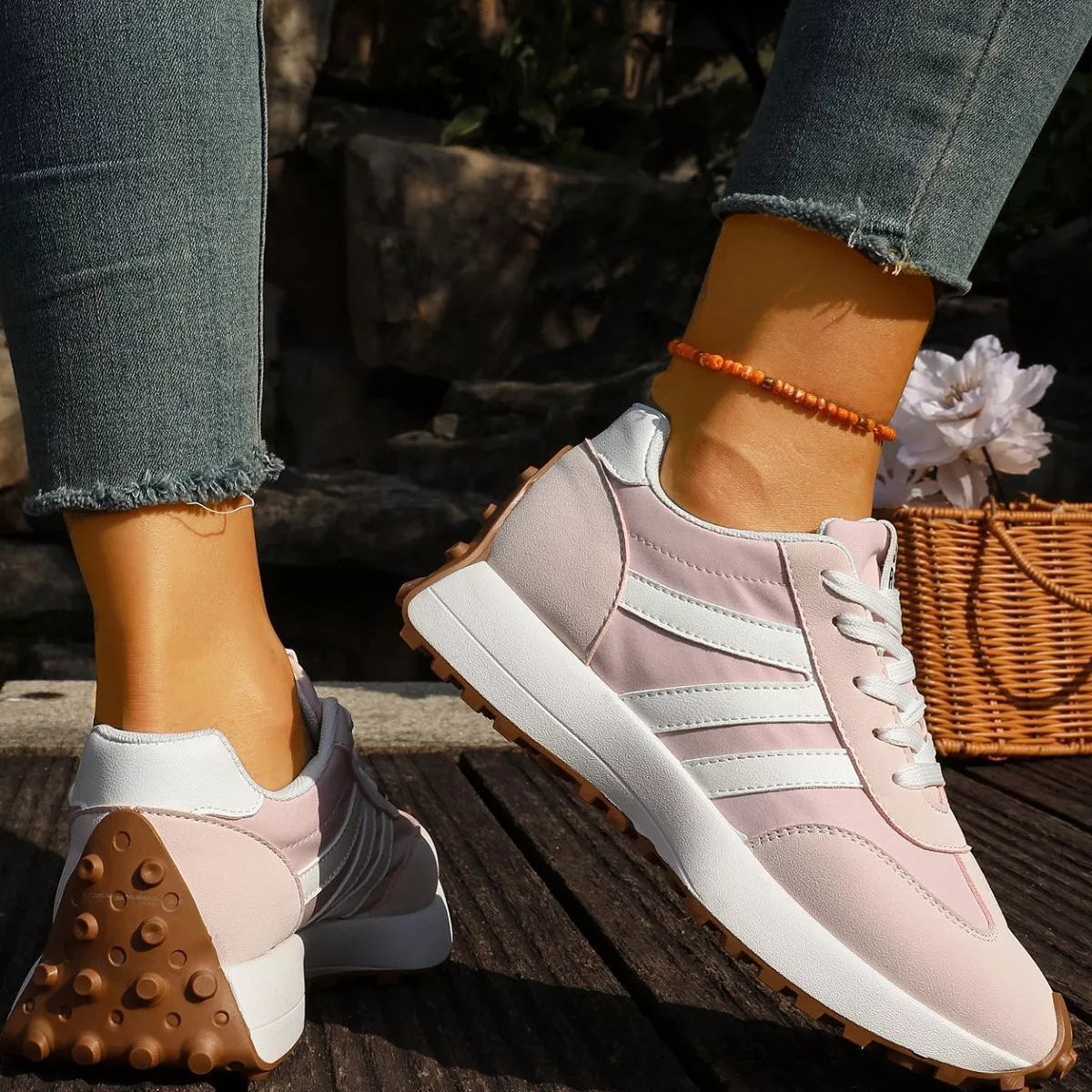 Round Toe Lace Up Sneakers  Shop One Place