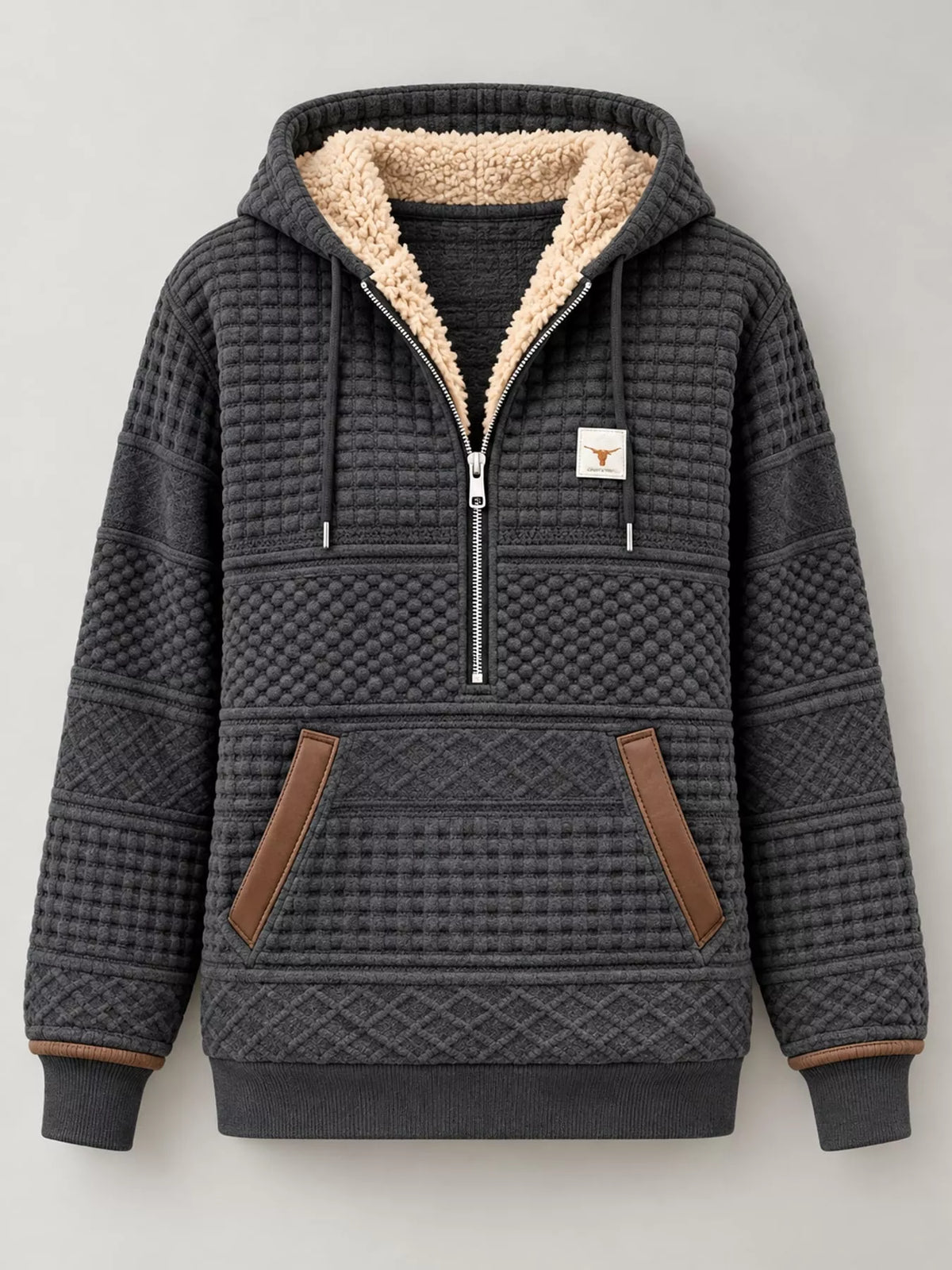 Women's Half-Zip Textured Hoodie with Pockets – view 4
