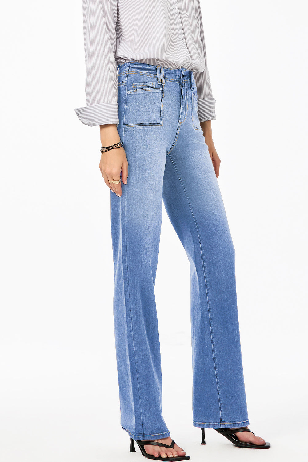 Beau Blue Loose Straight Leg Cropped High Waist Jeans  Shop One Place