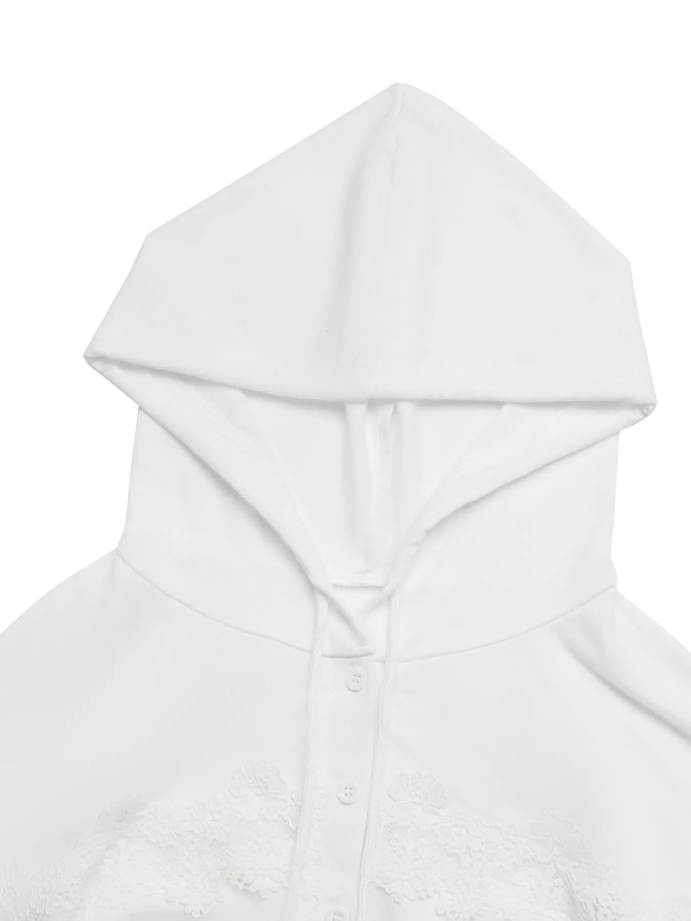 Lace Detail Long Sleeve Drawstring Hoodie  Shop One Place