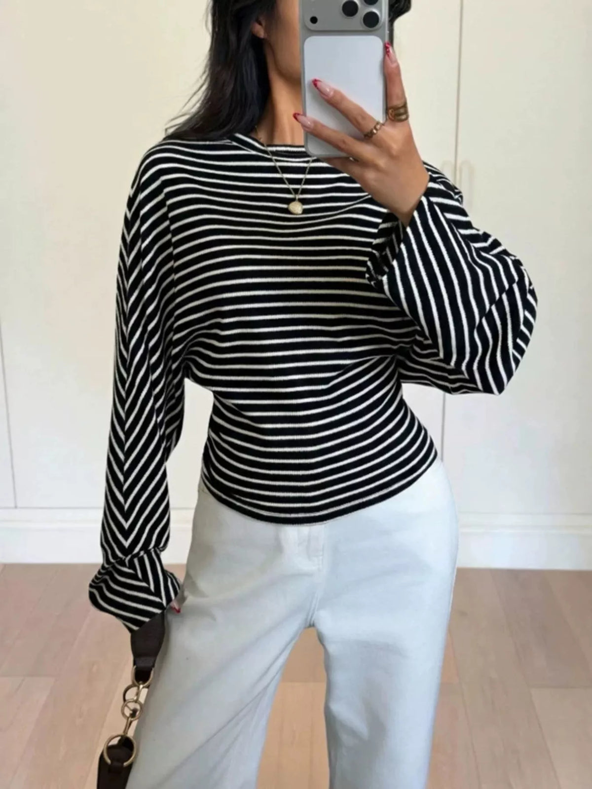 Women's Striped Batwing Sleeve T-Shirt – view 6
