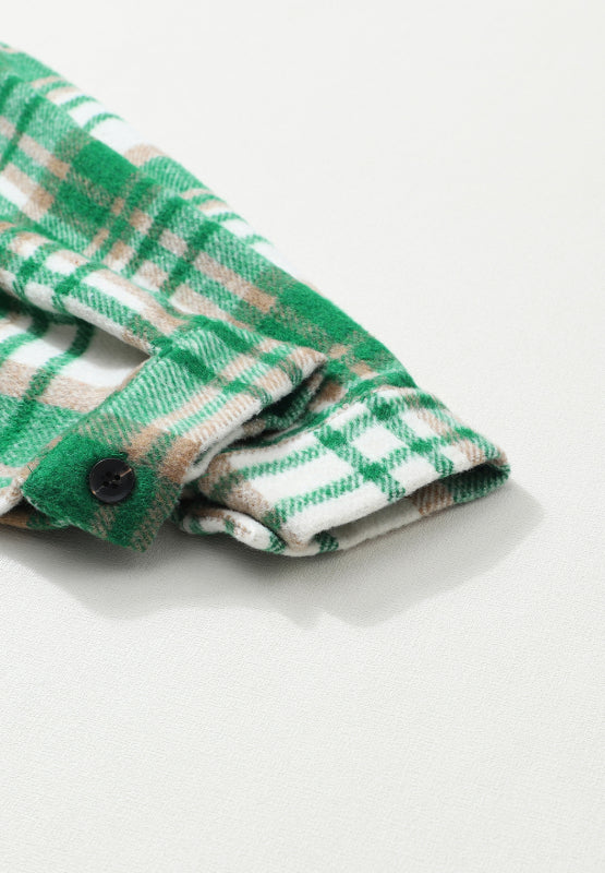Plaid Flap Pocket Long Sleeve Shacket - Shop One Place