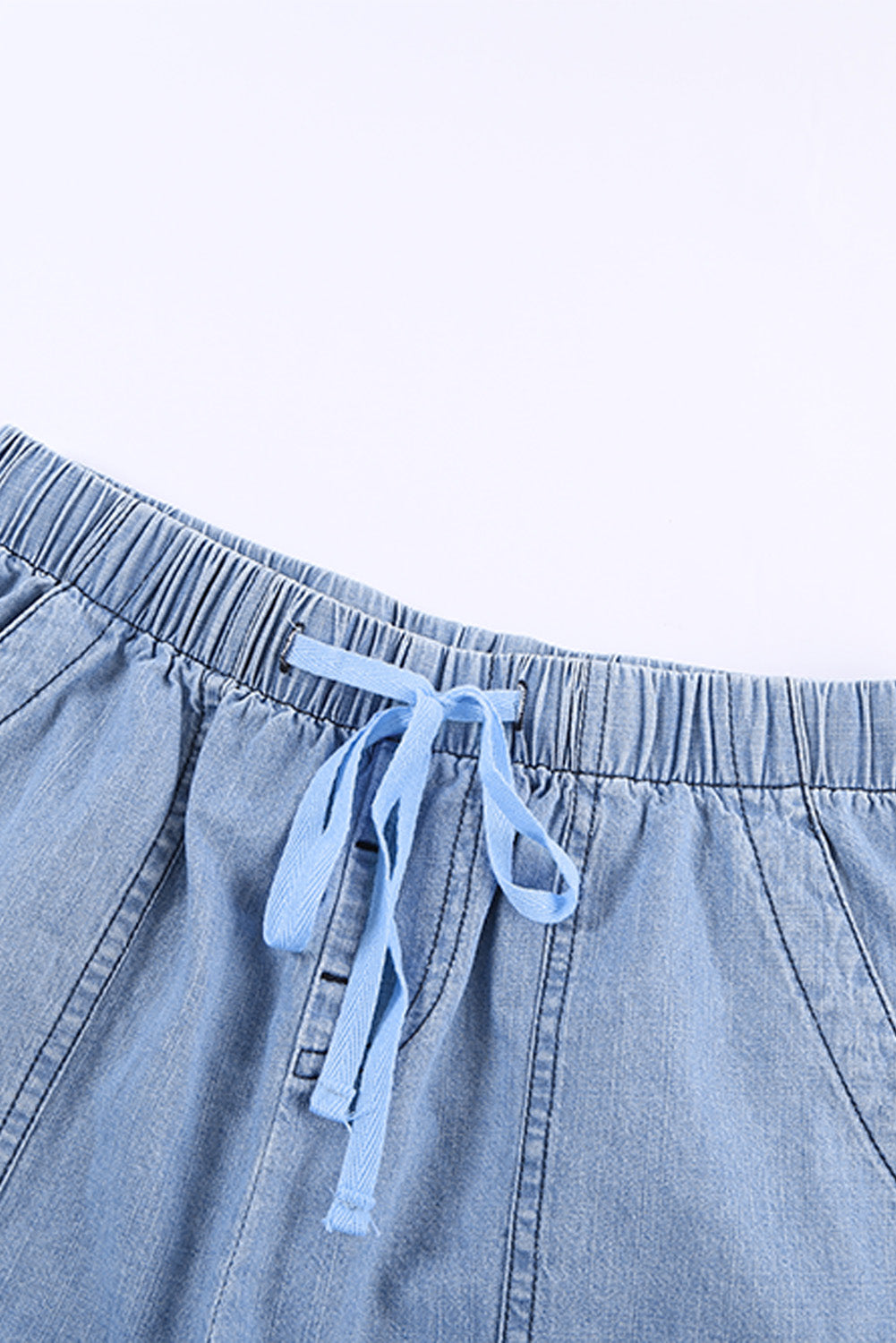 Dark Blue Casual  Frayed Pocketed Denim Shorts