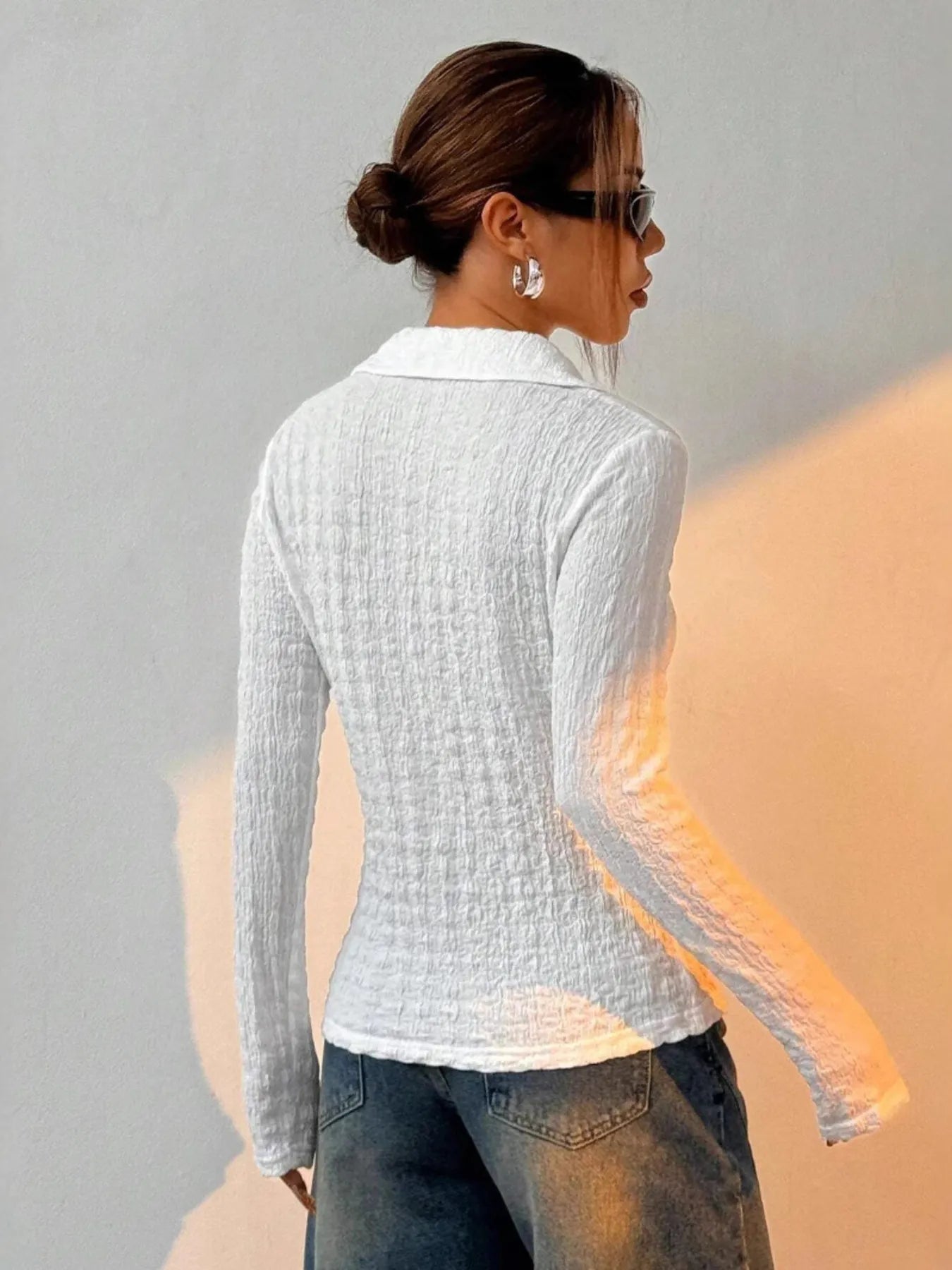 Textured Button-Up Shirt  Shop One Place