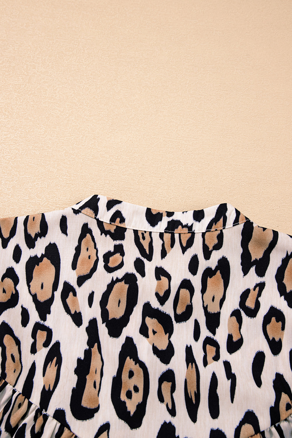 Light French Beige Leopard Print Balloon Sleeve Loose Blouse  Shop One Place