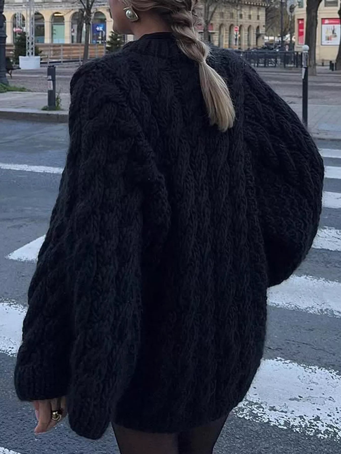 Cable Knit Round Neck Sweater  Shop One Place