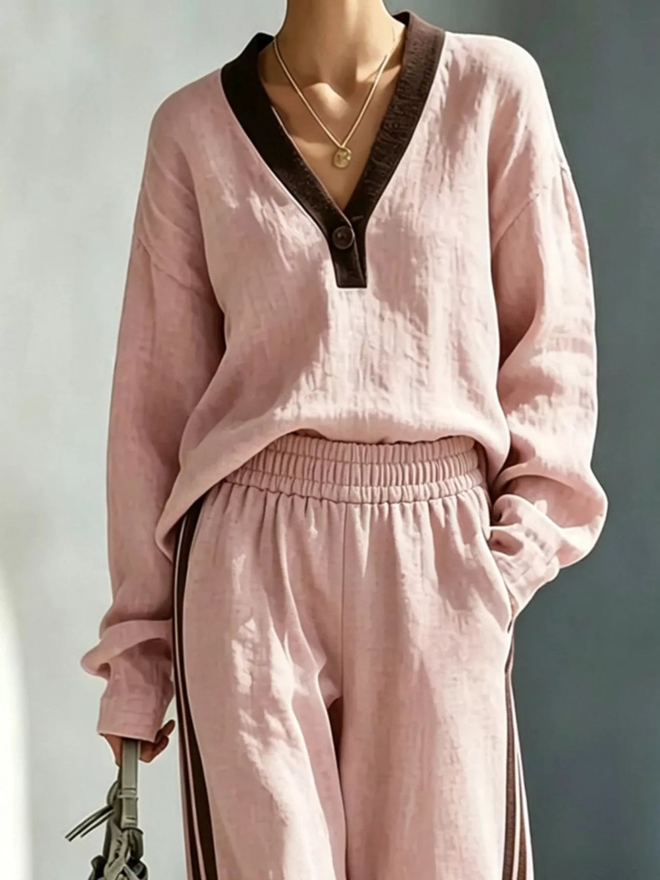 Long Sleeve Top and Side-Striped Joggers Set  Shop One Place