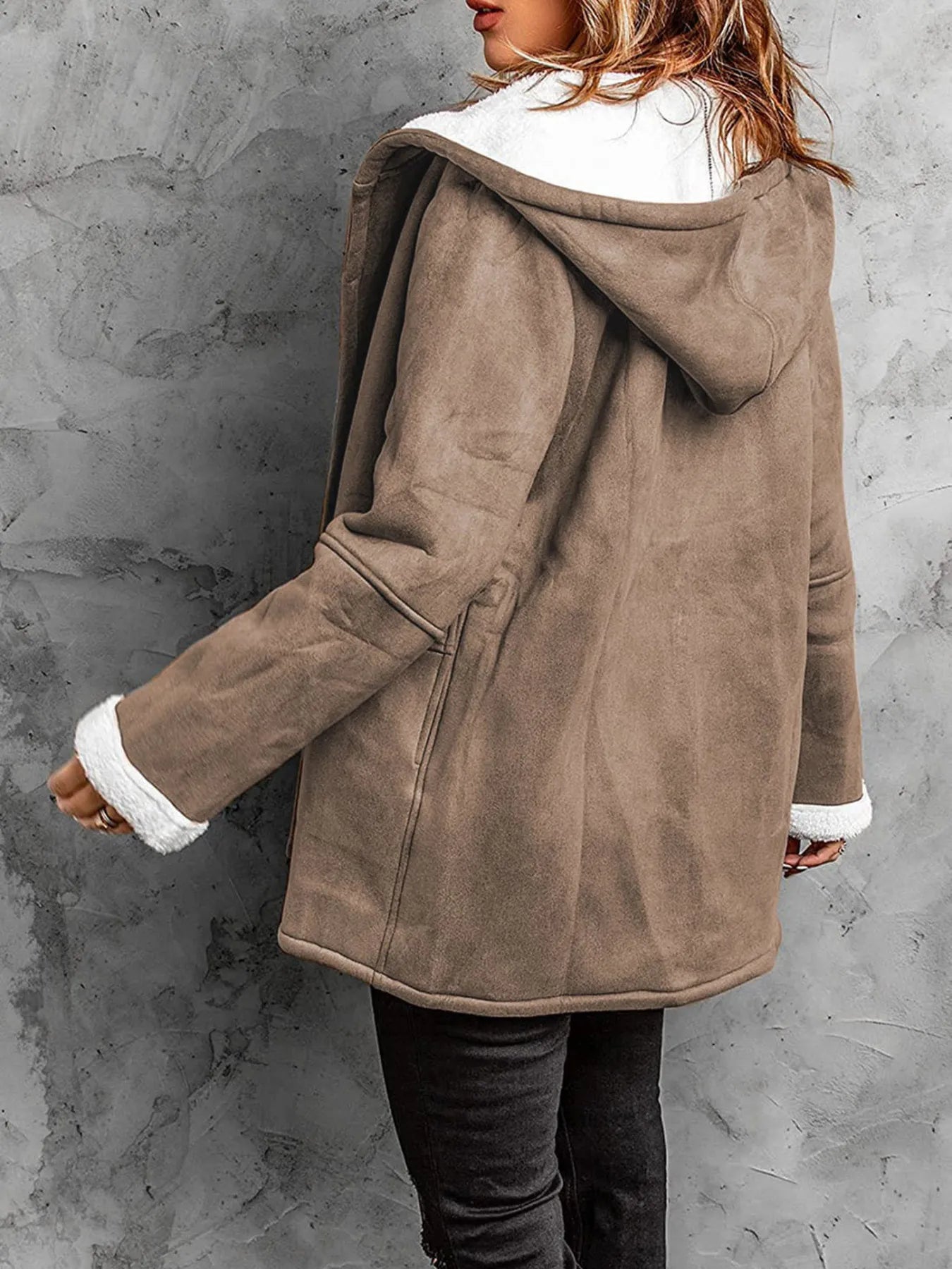 Full Size Cozy Sherpa Lined Toggle Coat with Hood Plus Size  Shop One Place