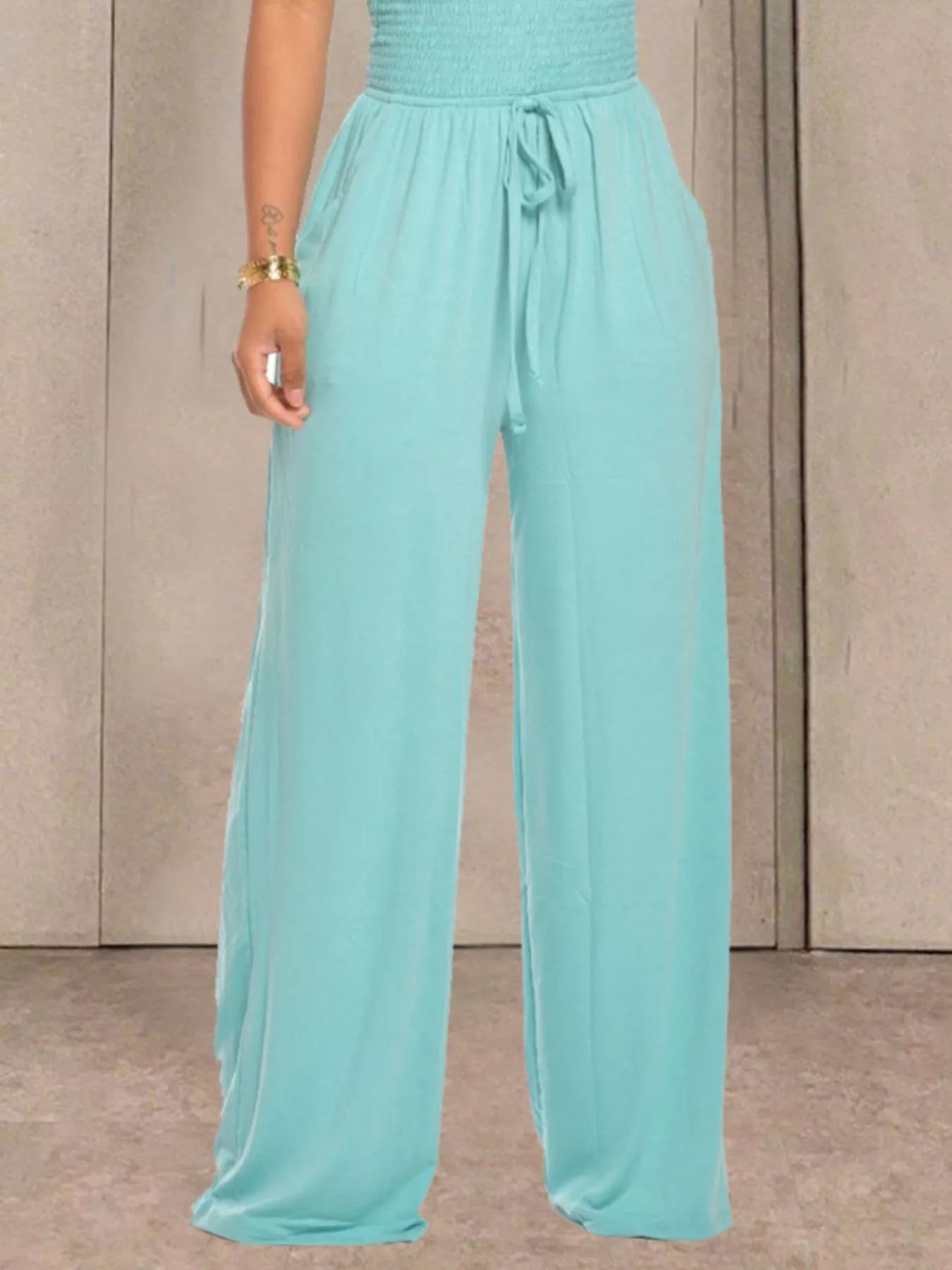 Strapless Smocked Wide-Leg Jumpsuit  Shop One Place