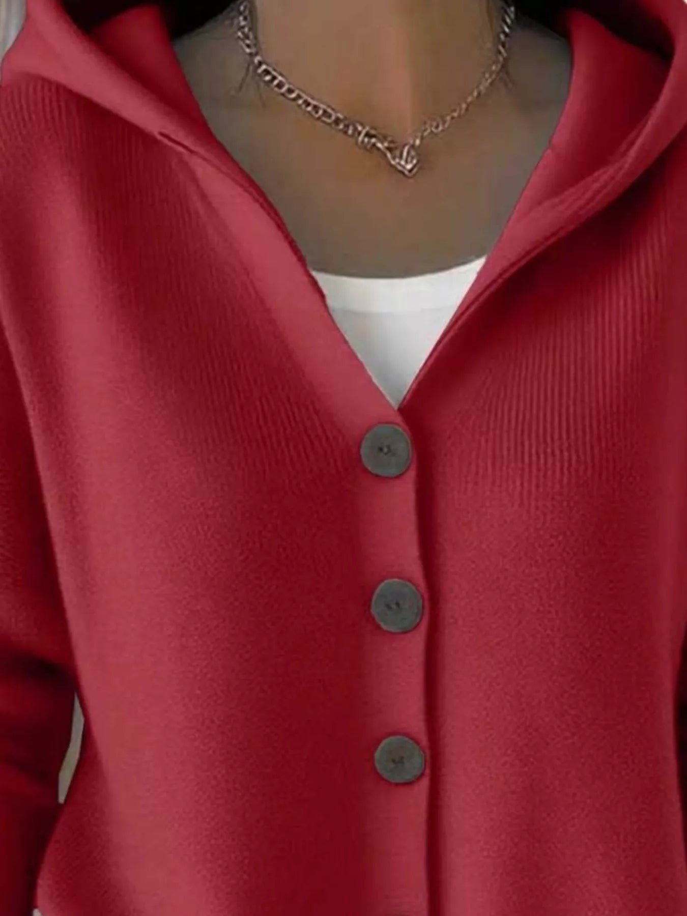Full Size Hooded Button-Front Soft Knit Cardigan Plus Size  Shop One Place