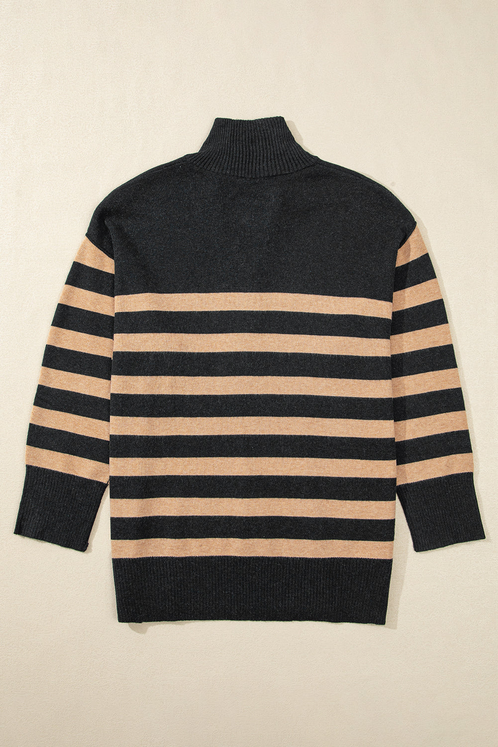 Striped Collared Quarter Zip Oversized Sweater