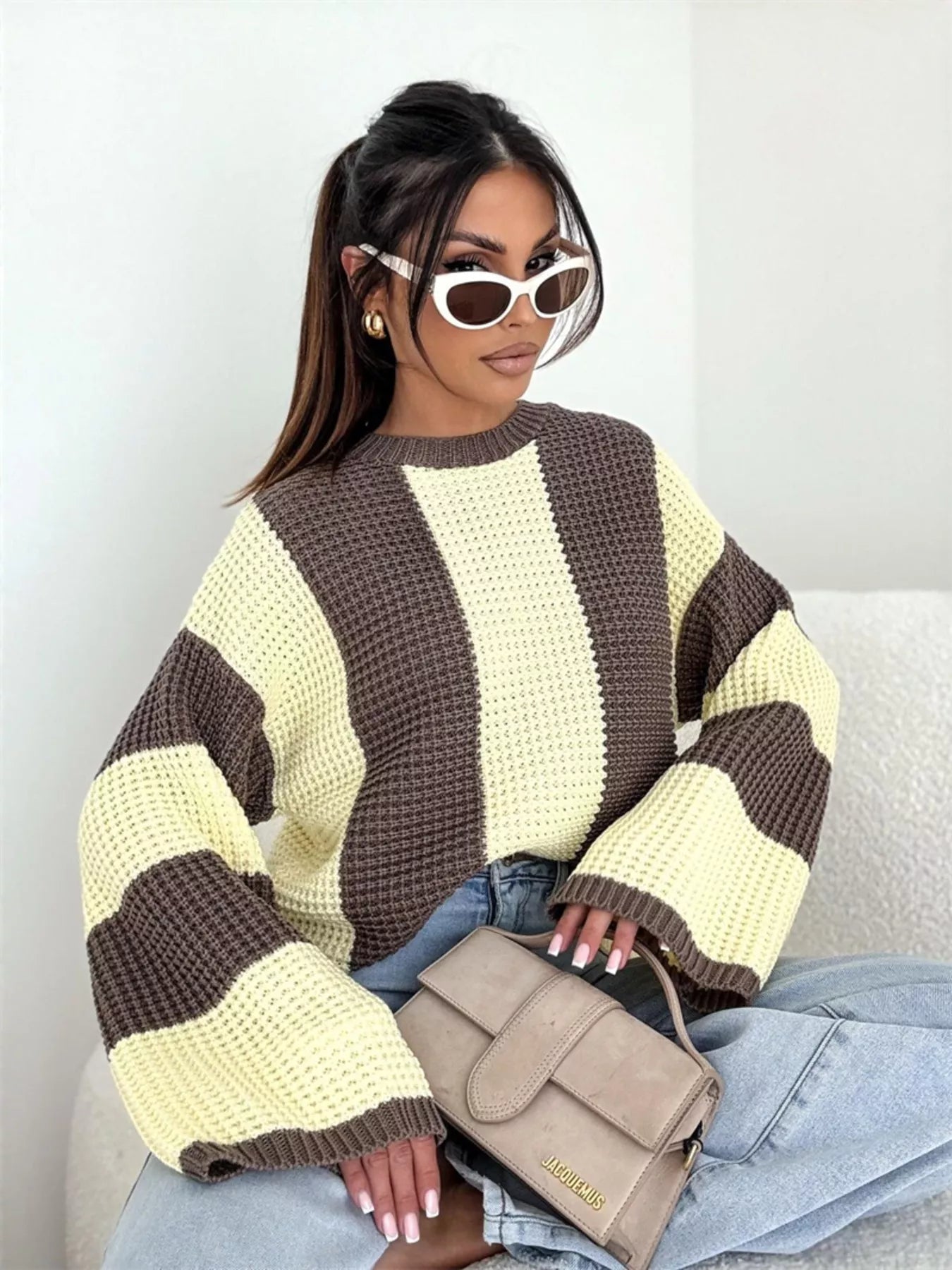 Color Block Long Sleeve Sweater  Shop One Place