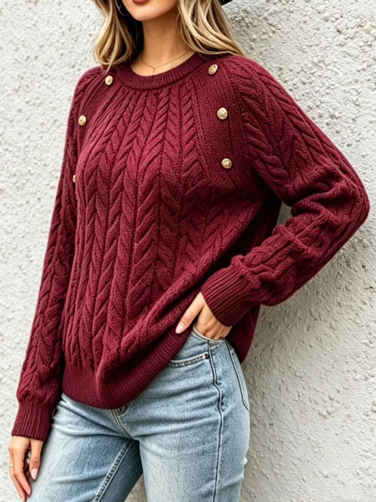 Women's Cable-Knit Raglan Sleeve Sweater – view 5