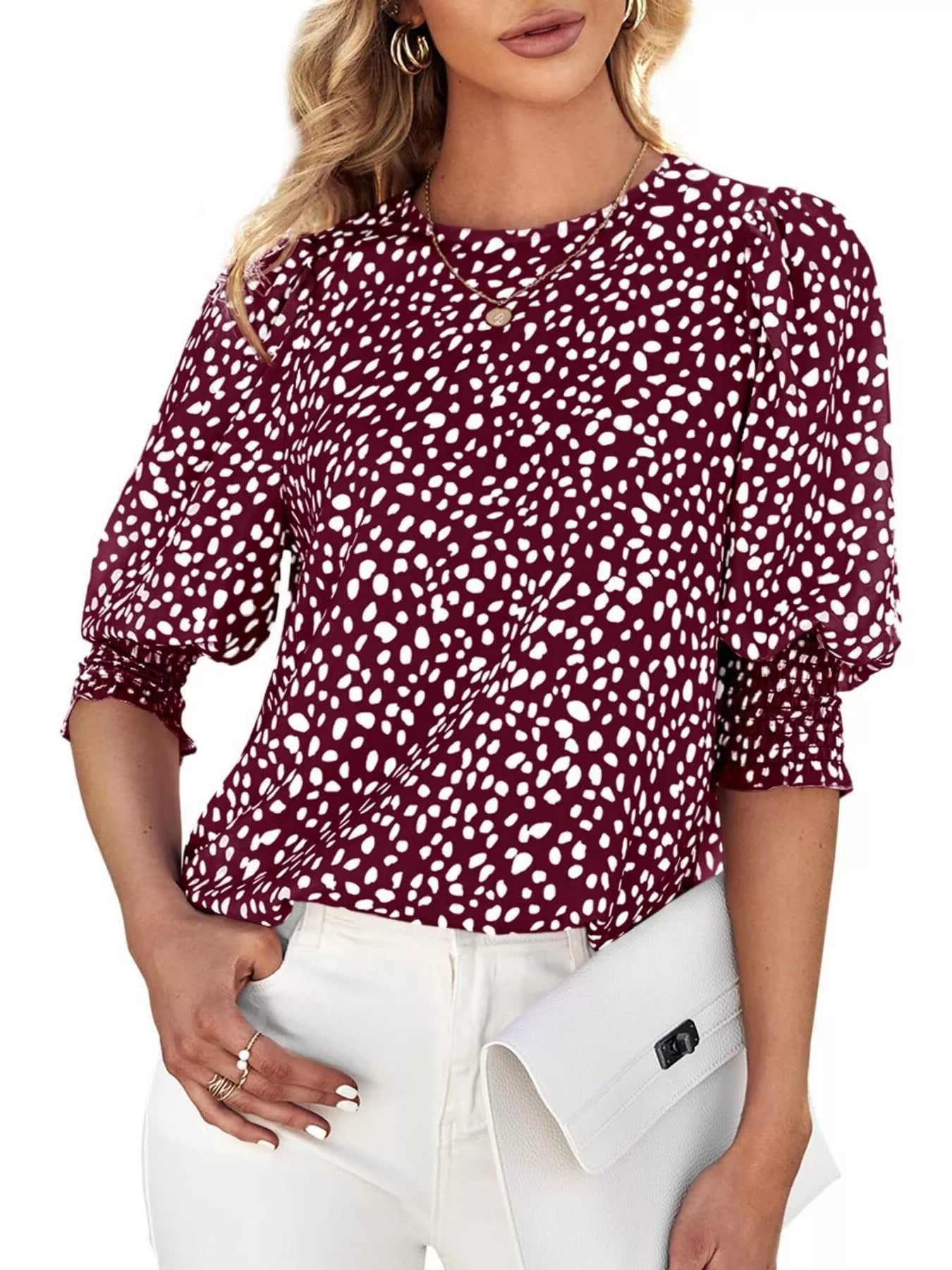 Animal Print Half Sleeve Blouse  Shop One Place