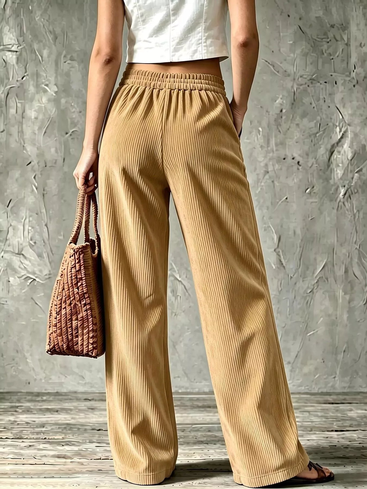 Full Size Wide-Leg Corduroy Pants Plus Size  Shop One Place