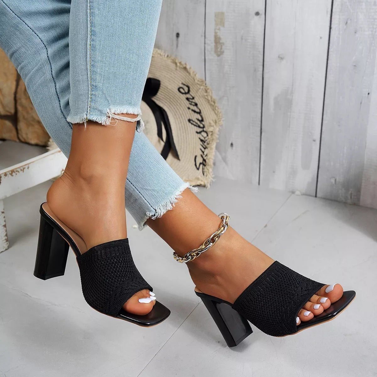 Open Toe Block Heels Sandals  Shop One Place