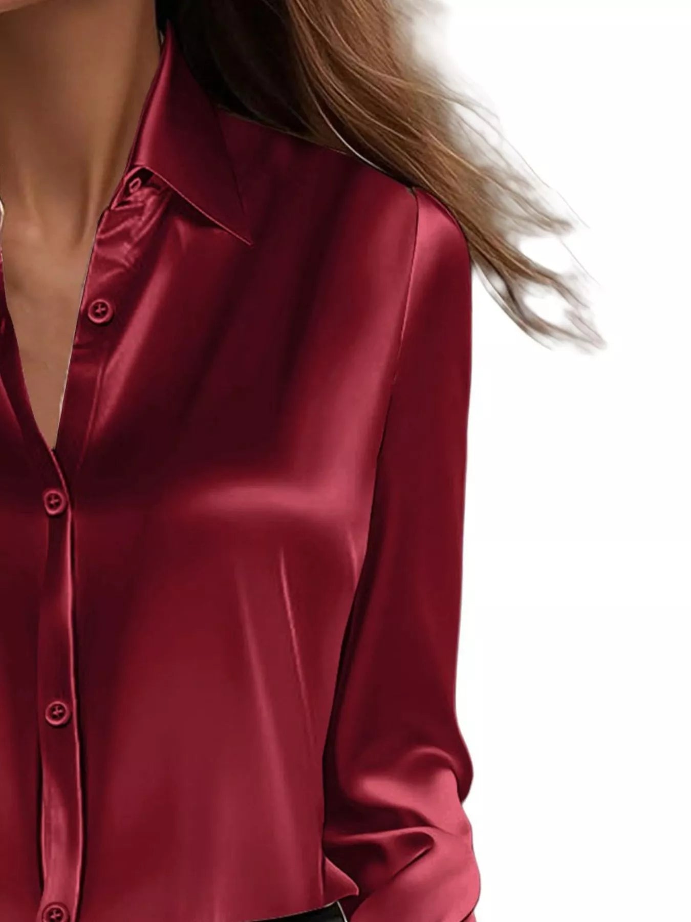 Full Size Button Down Collared Neck Long Sleeve Shirt Plus Size  Shop One Place